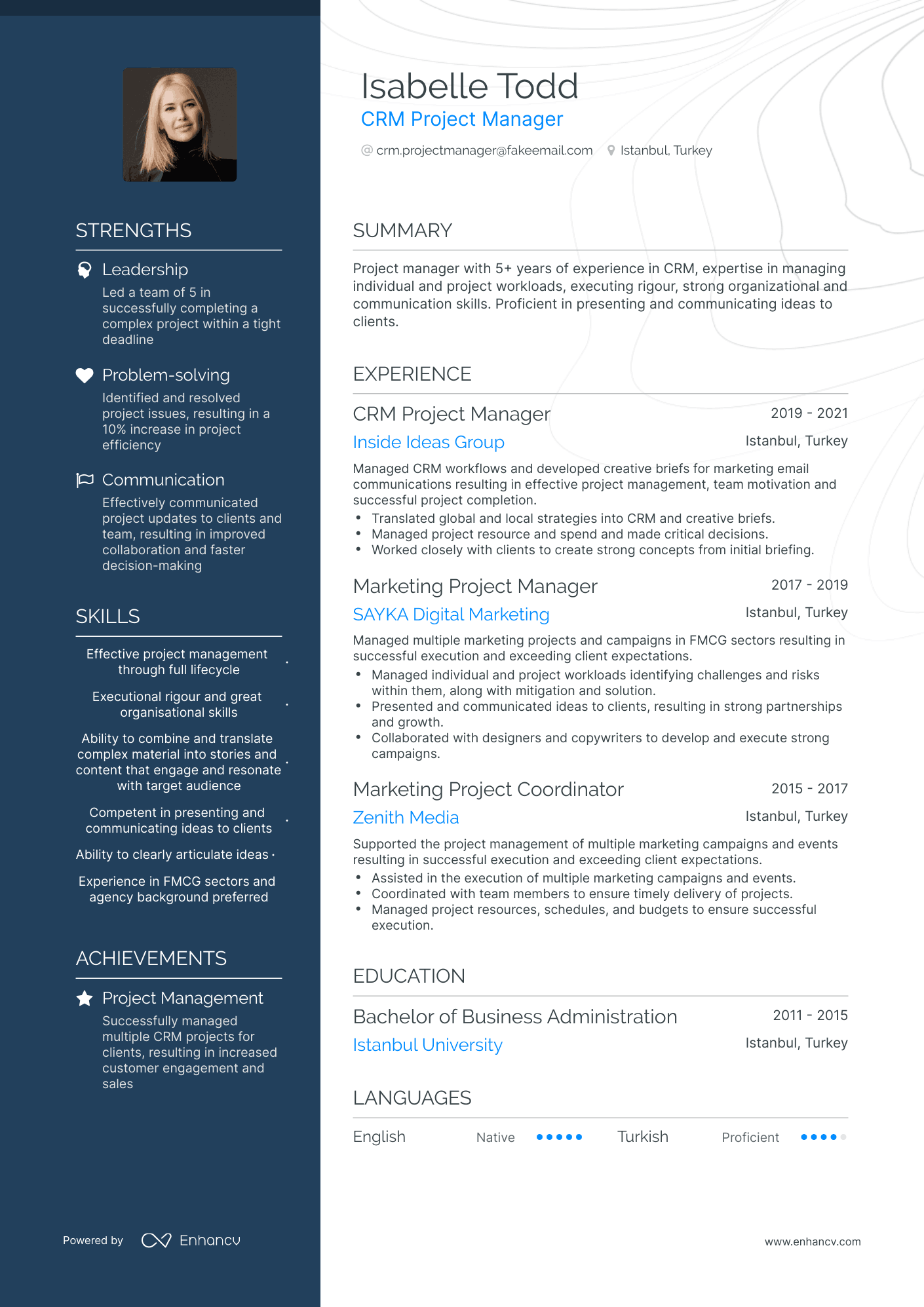 Polished CRM Project Manager Resume Template