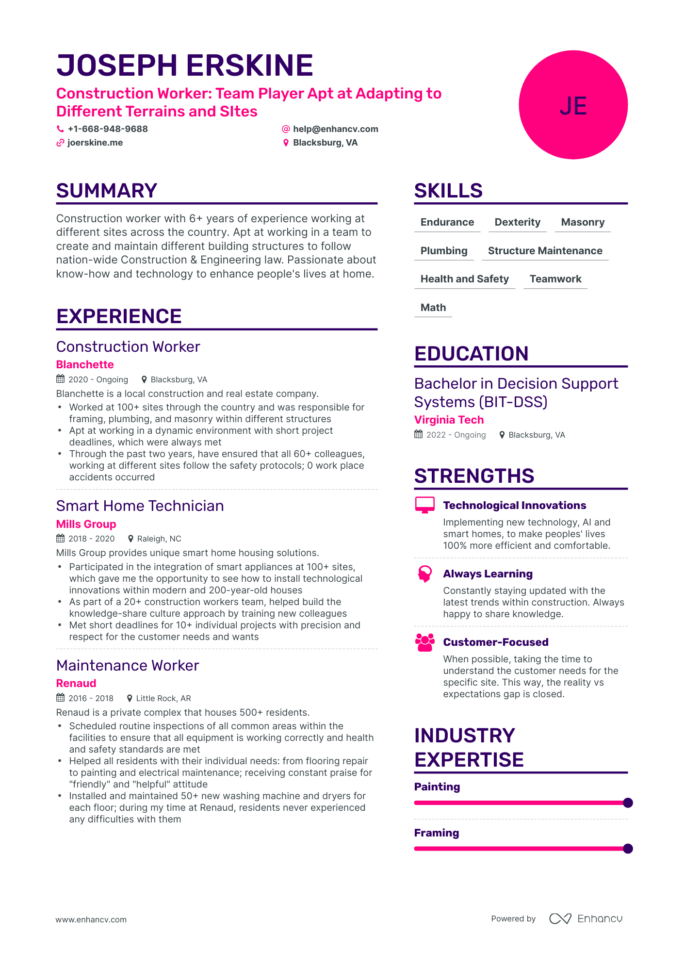 Simple Construction Office Manager Resume Template