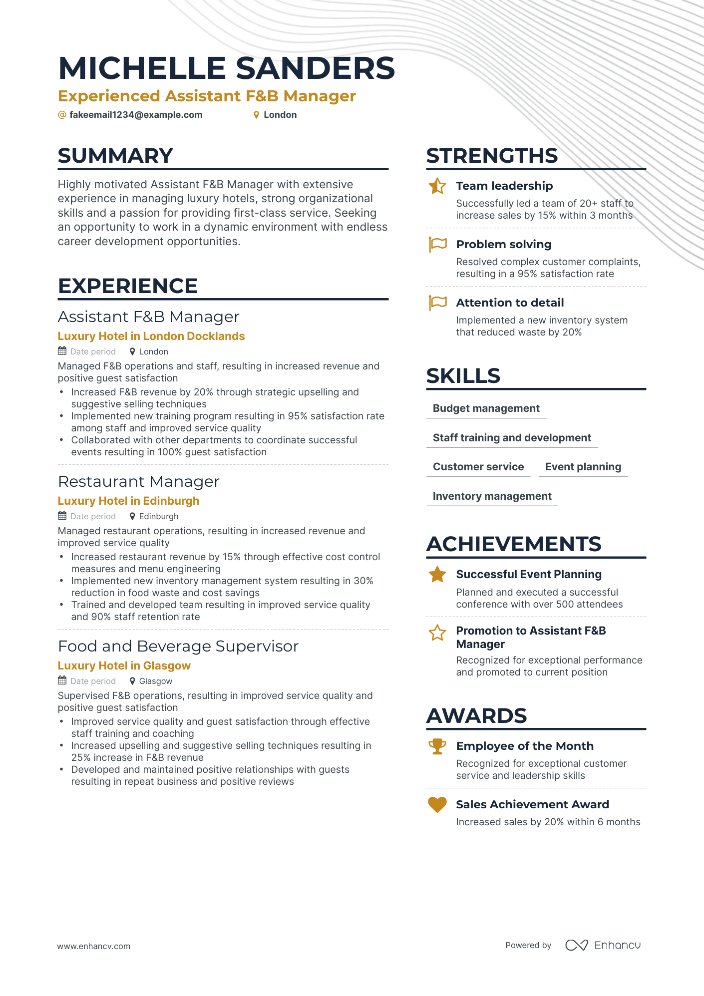 Simple Hotel Assistant Manager Resume Template
