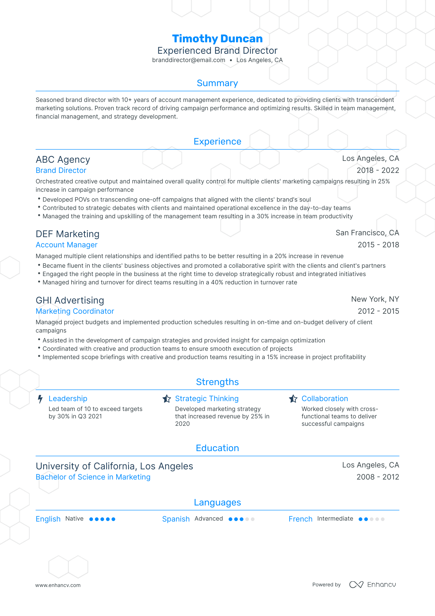 Traditional Brand Director Resume Template