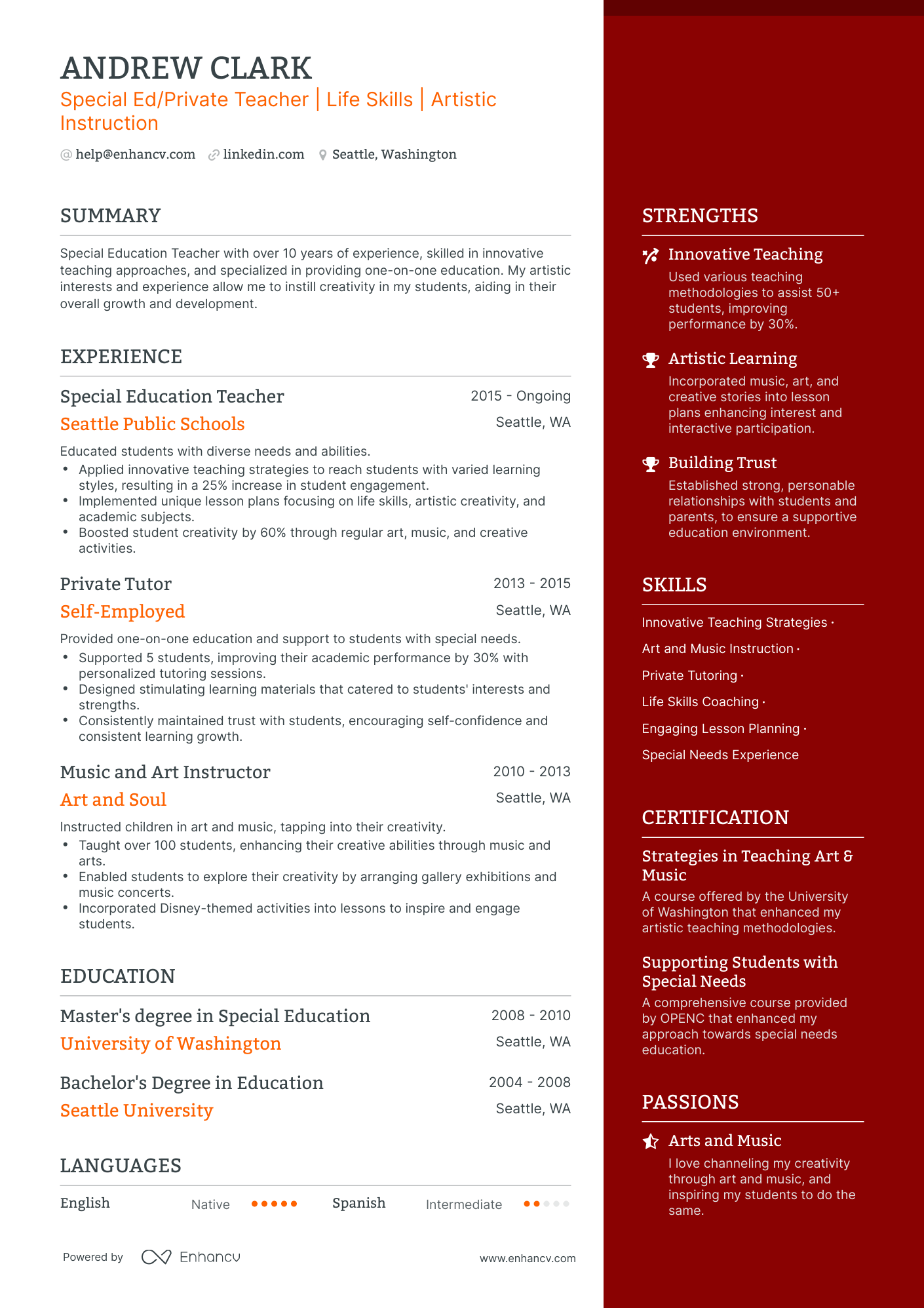 undefined Private Tutor Resume Template