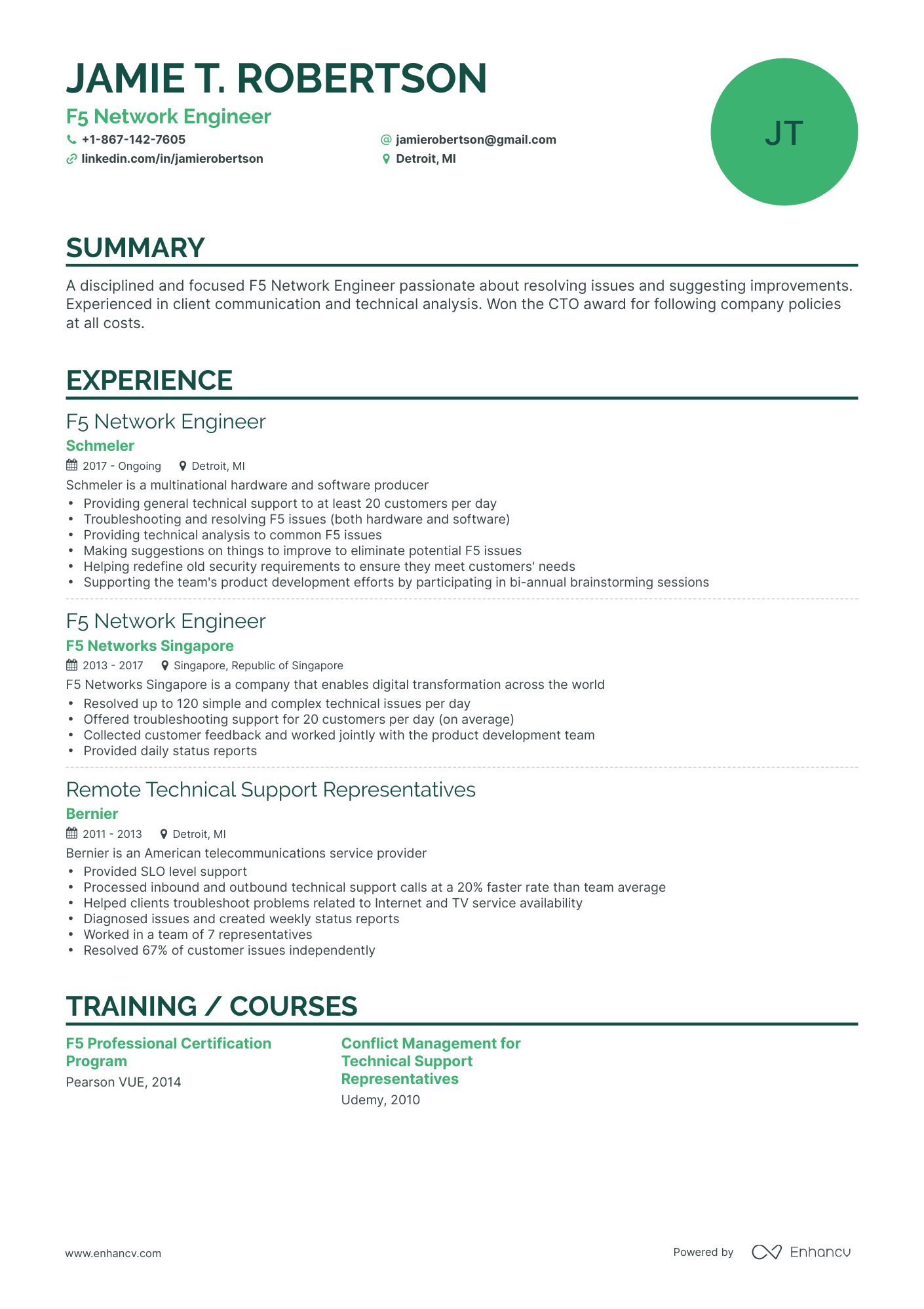 Classic F5 Network Engineer Resume Template