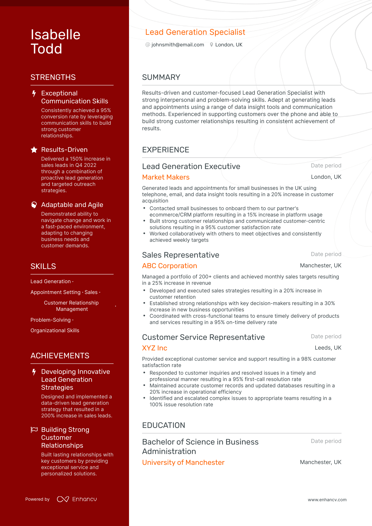 Polished Lead Generation Resume Template