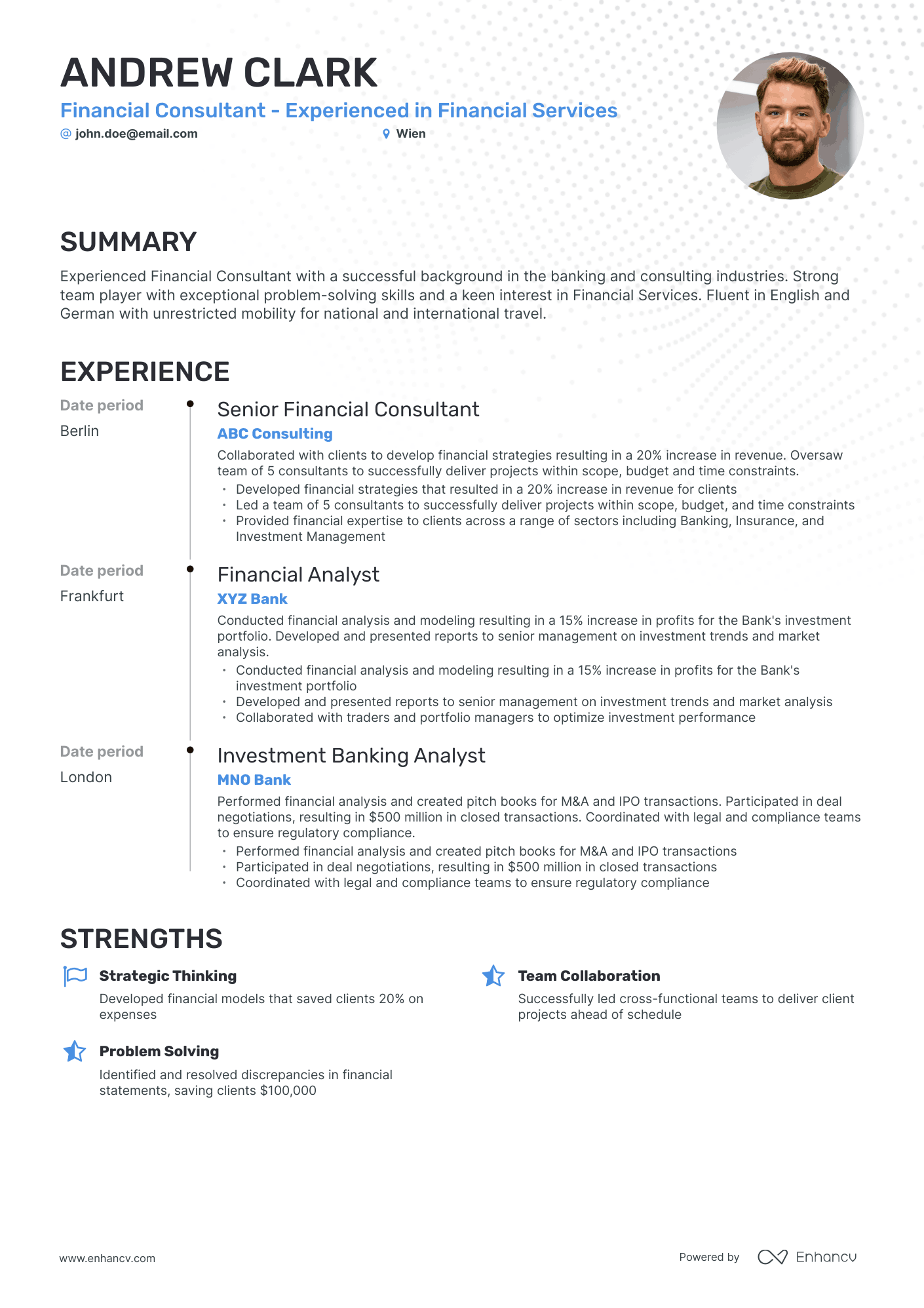 Timeline Financial Consultant Resume Template