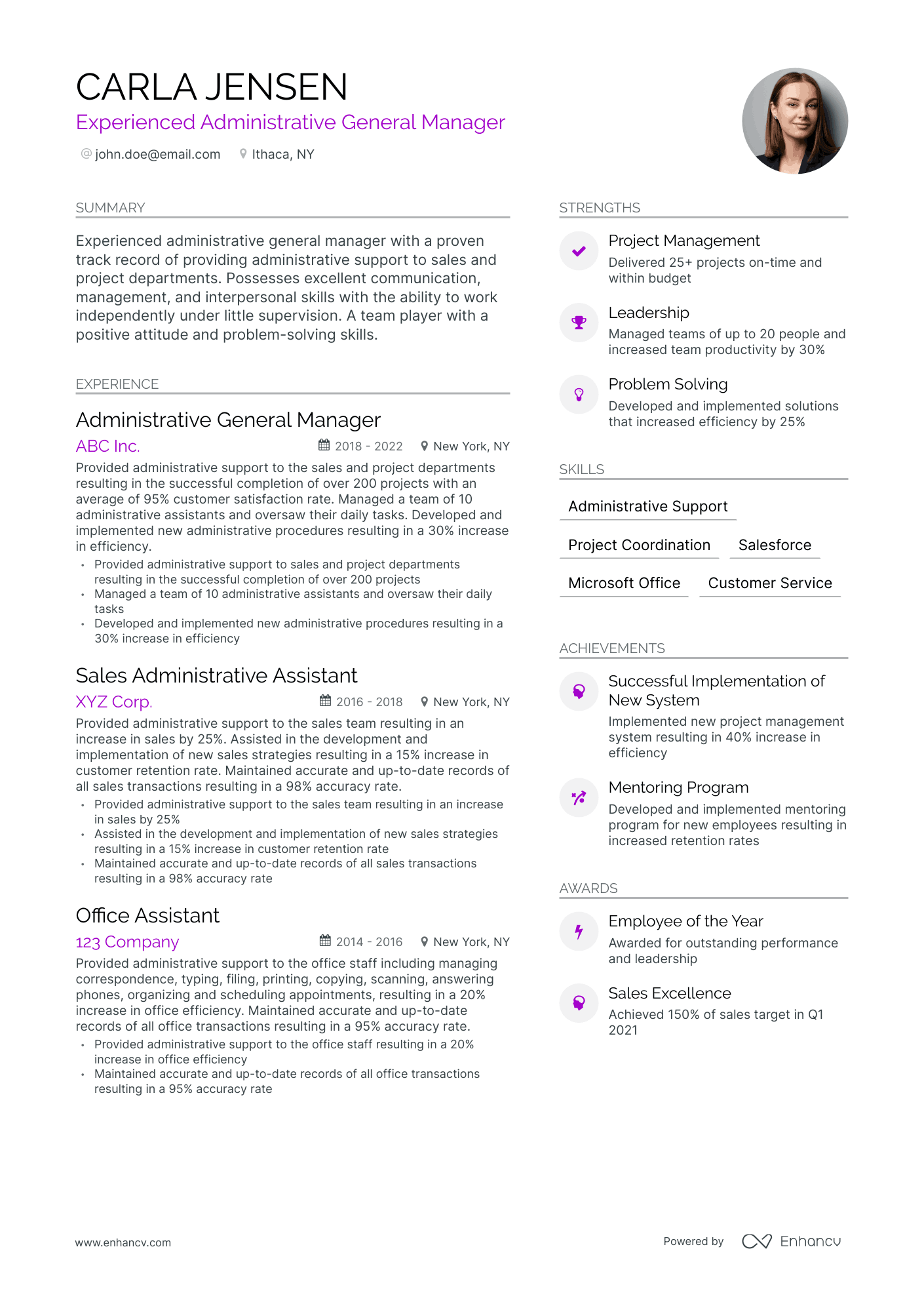 Modern Administrative General Manager Resume Template