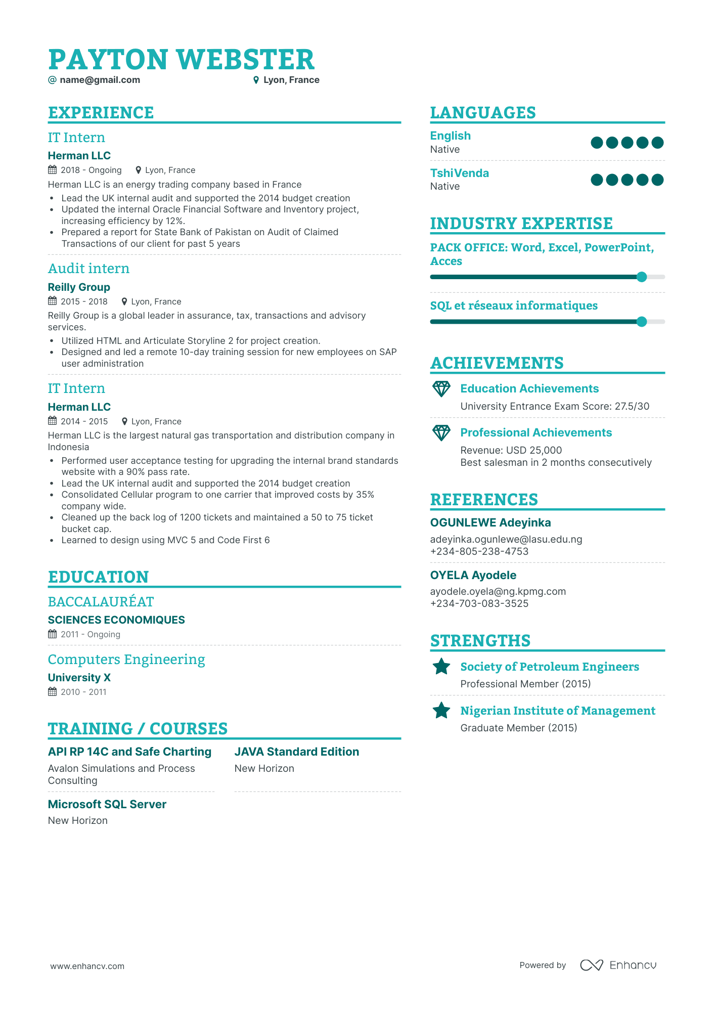 Simple IT Intern Resume Template