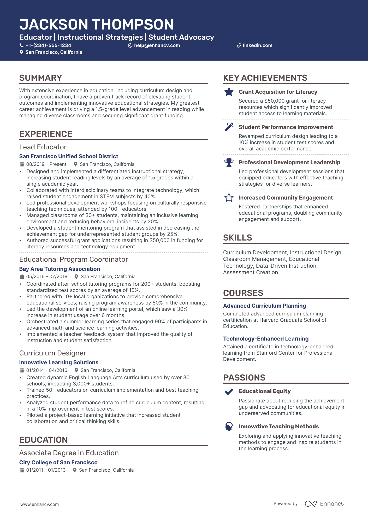 A resume example of a Creative