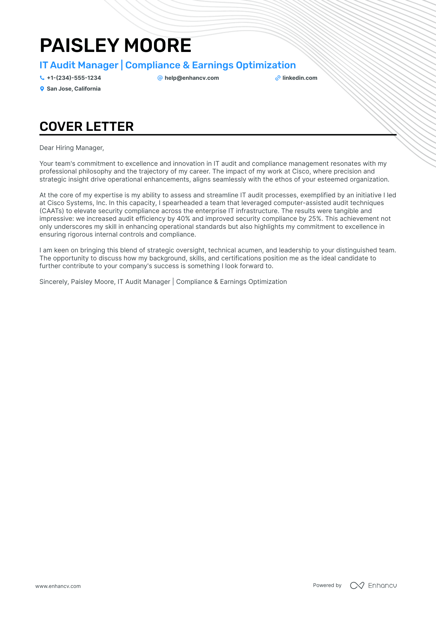 cover letter for audit report