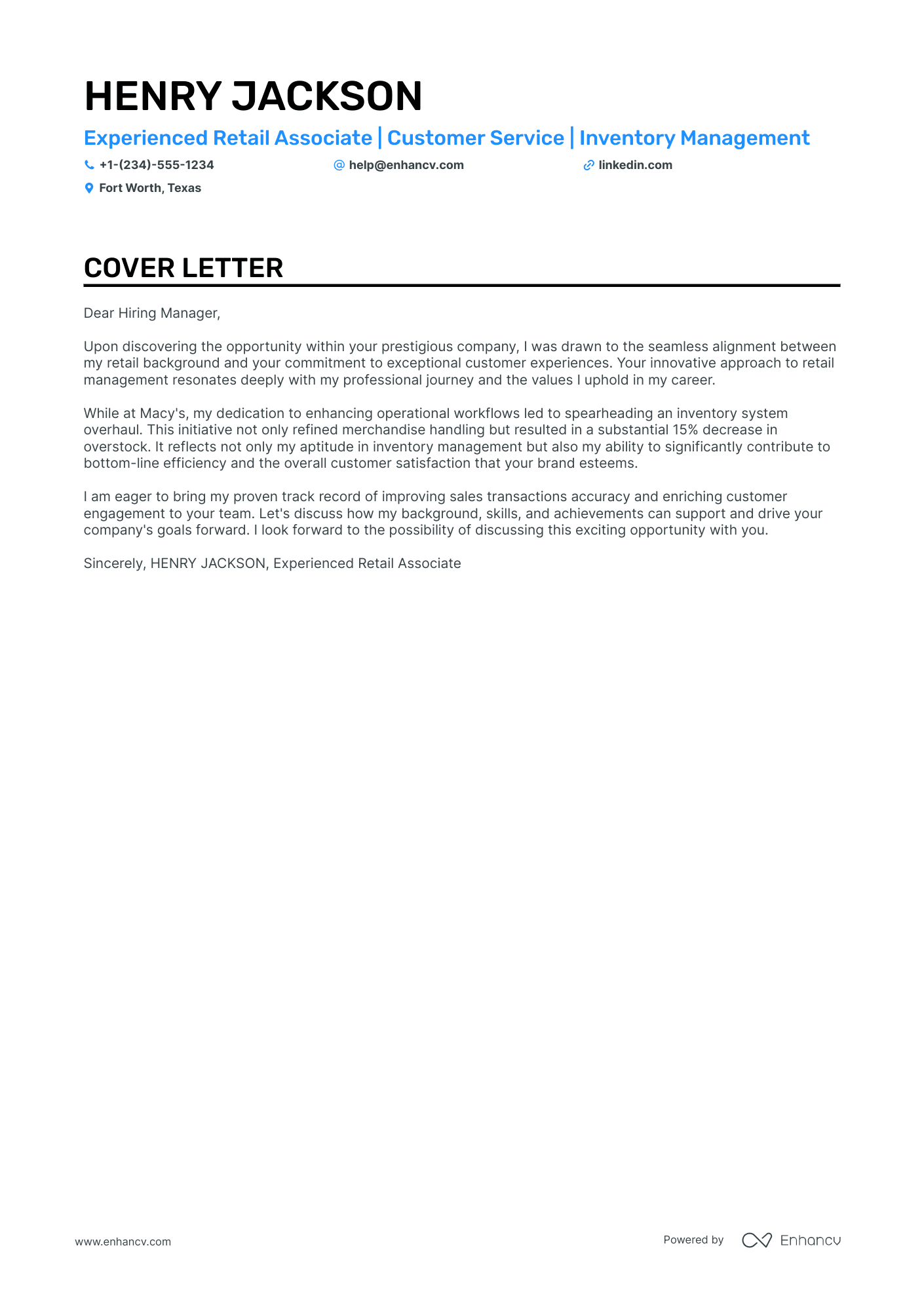 cover letter sample for a cashier