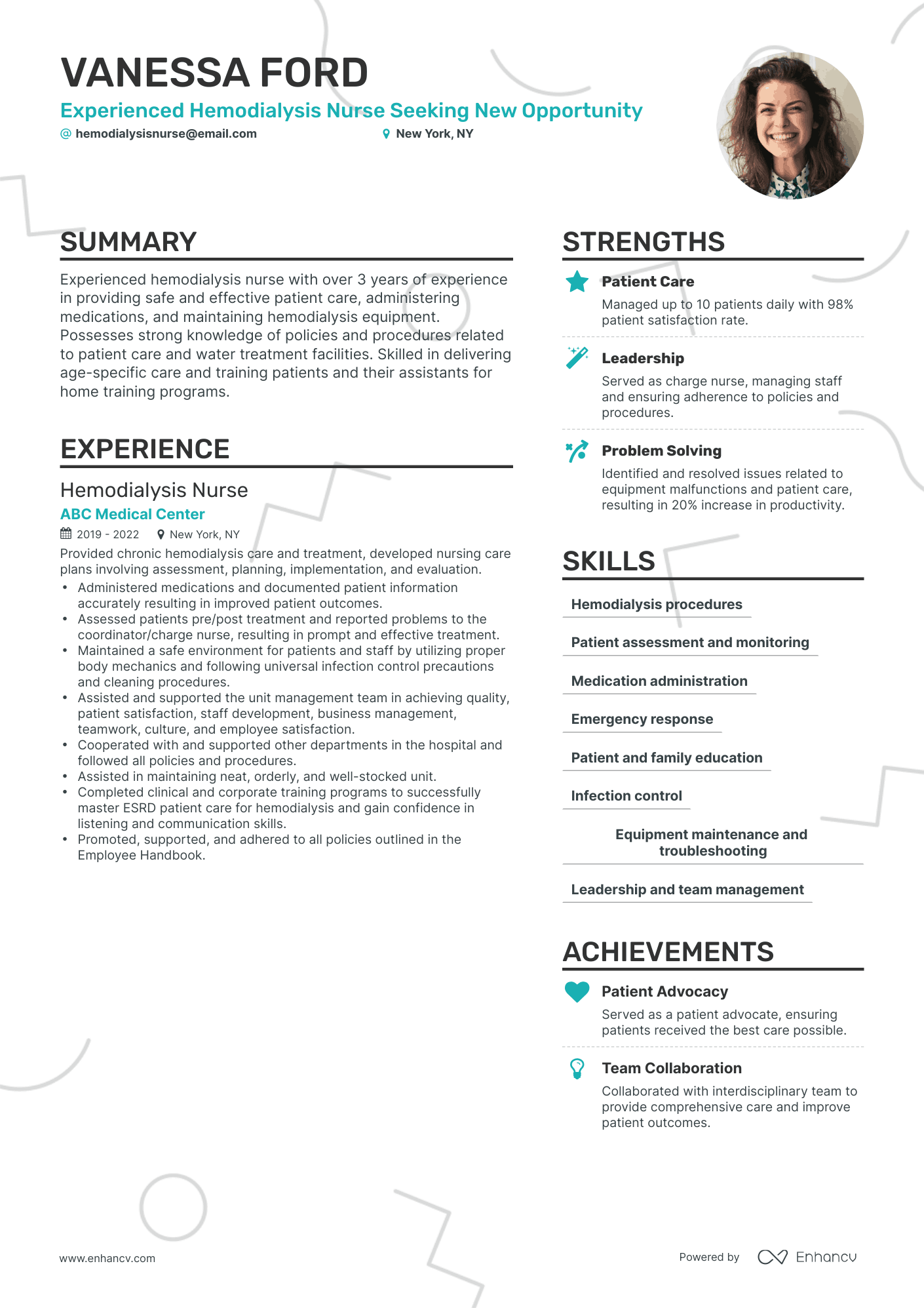 Simple Hemodialysis Nurse Resume Template
