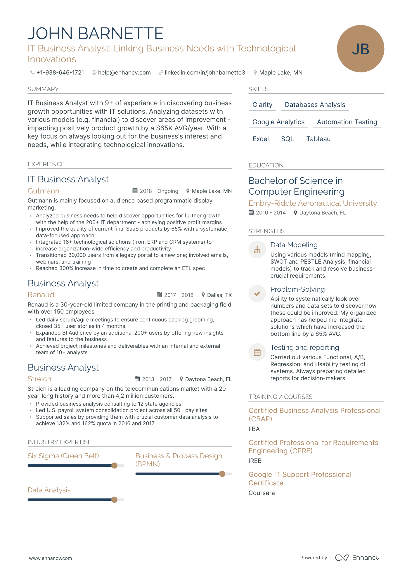 Modern IT Business Analyst Resume Template