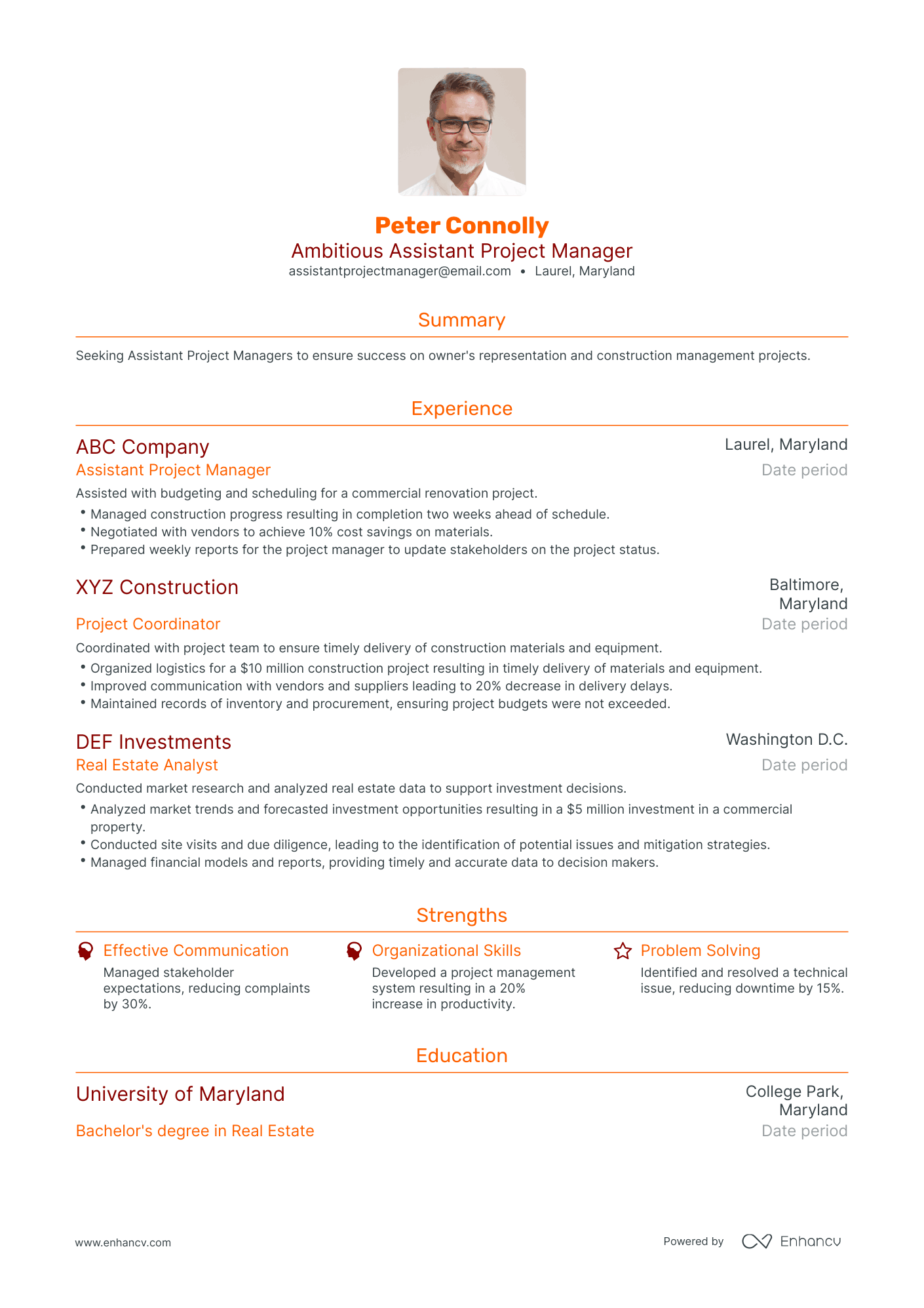 Traditional Real Estate Assistant Resume Template