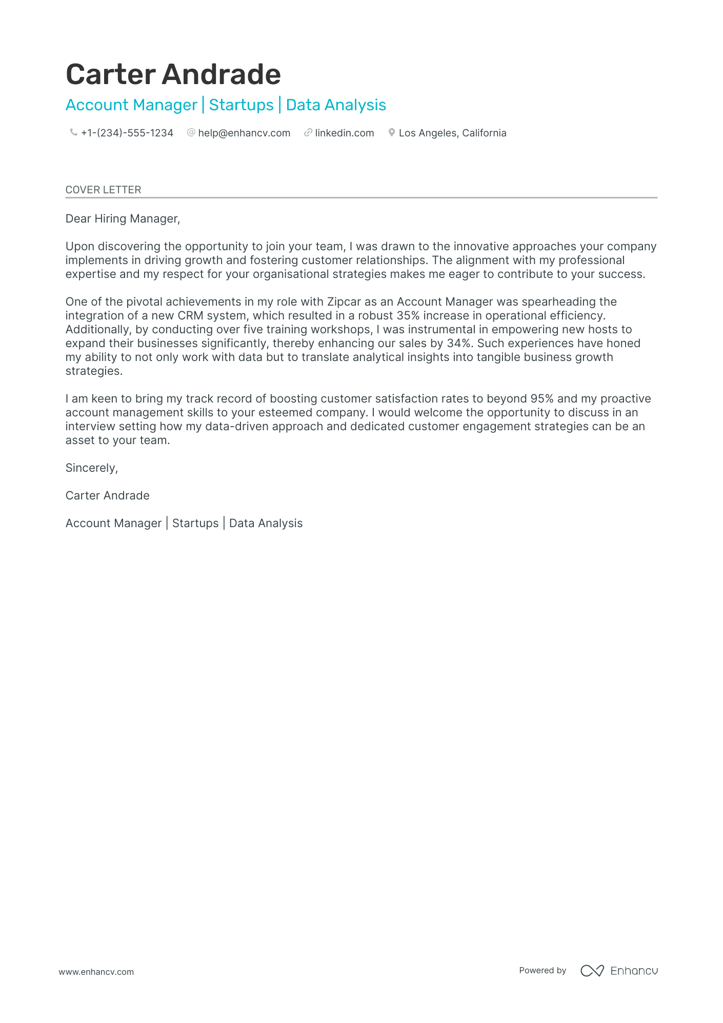 cover letter in sales and customer service