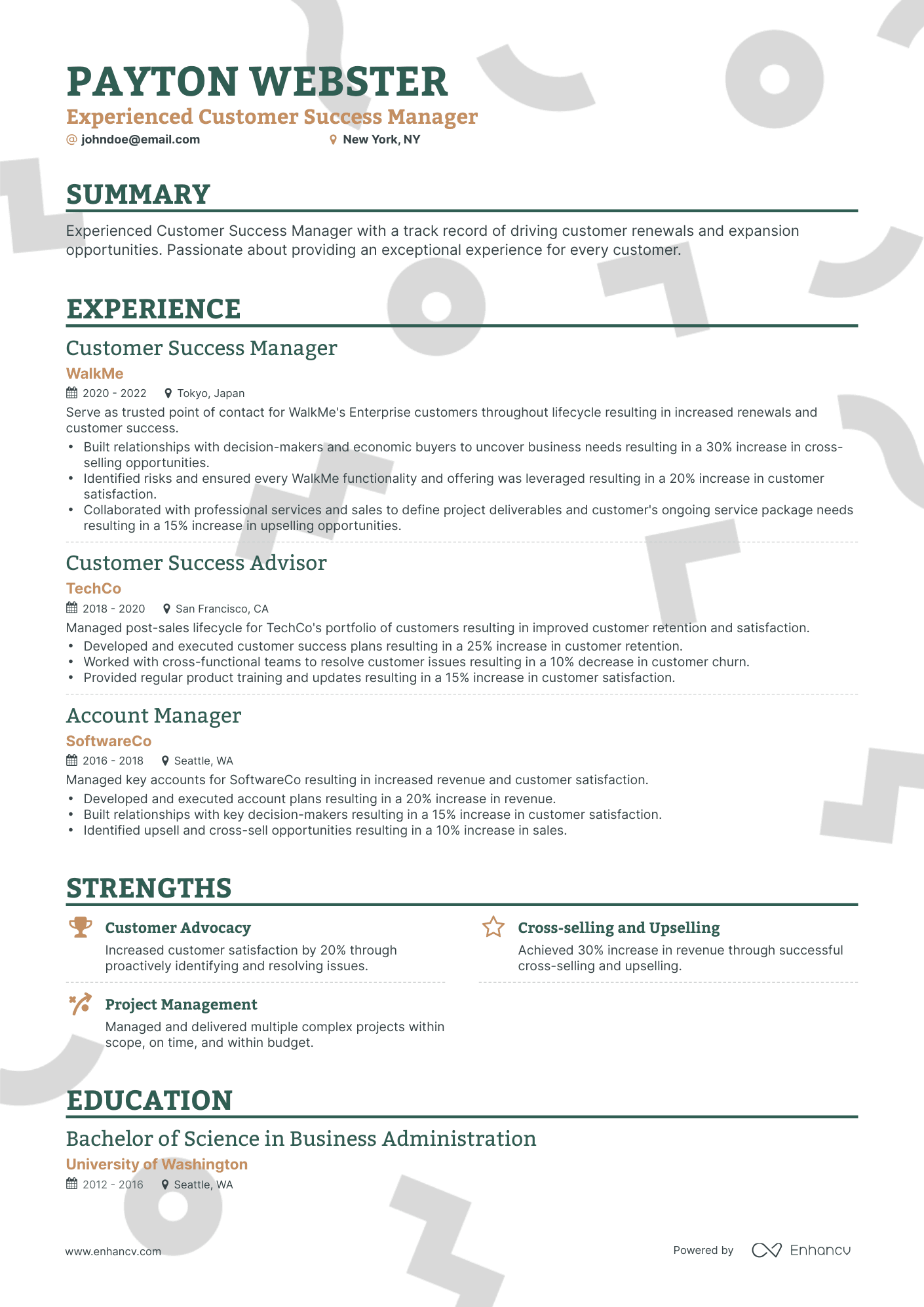 Classic Customer Success Manager Resume Template
