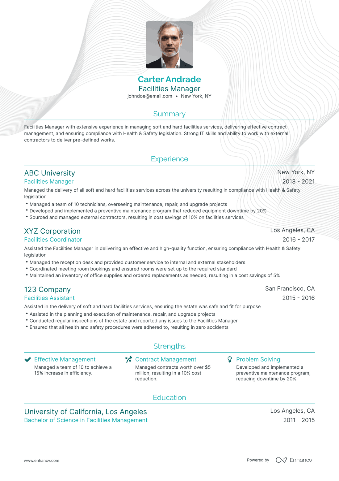 Traditional Facilities Manager Resume Template