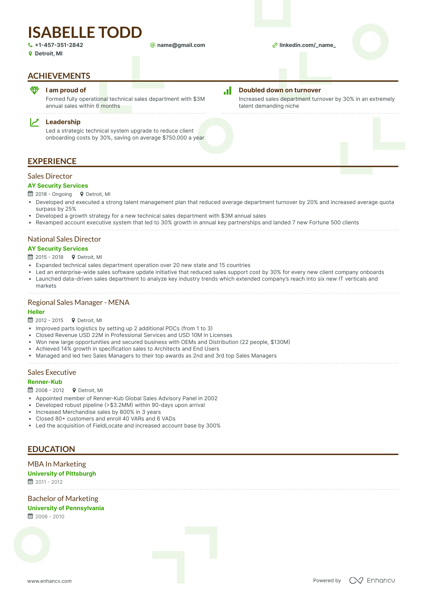 Classic Sales Director Resume Template
