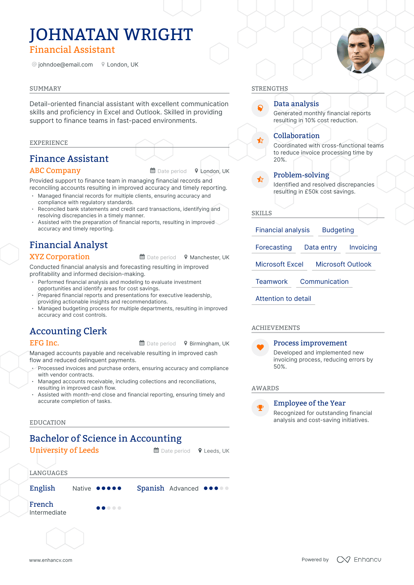 Modern Financial Assistant Resume Template