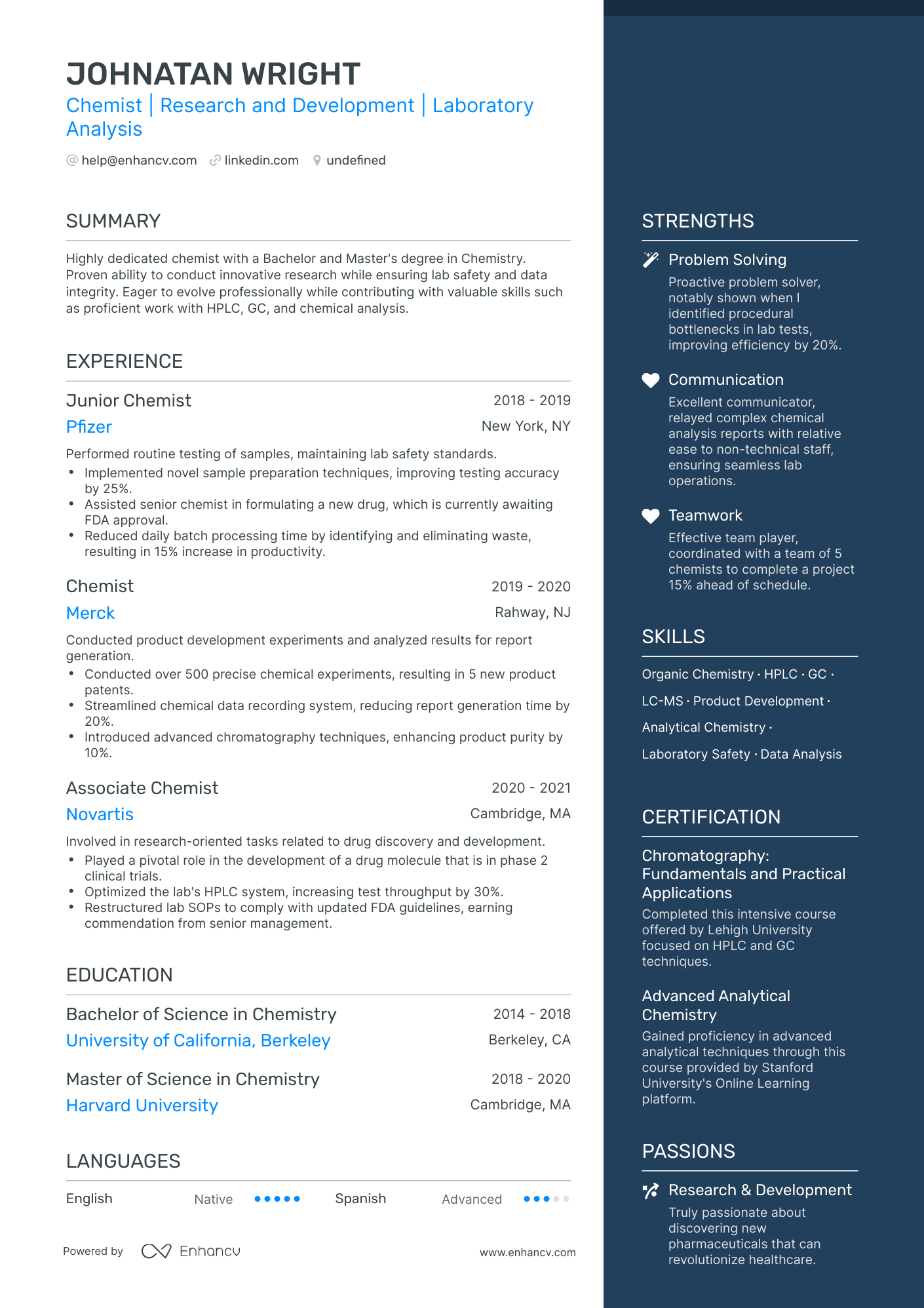 undefined Entry Level Chemist Resume Template