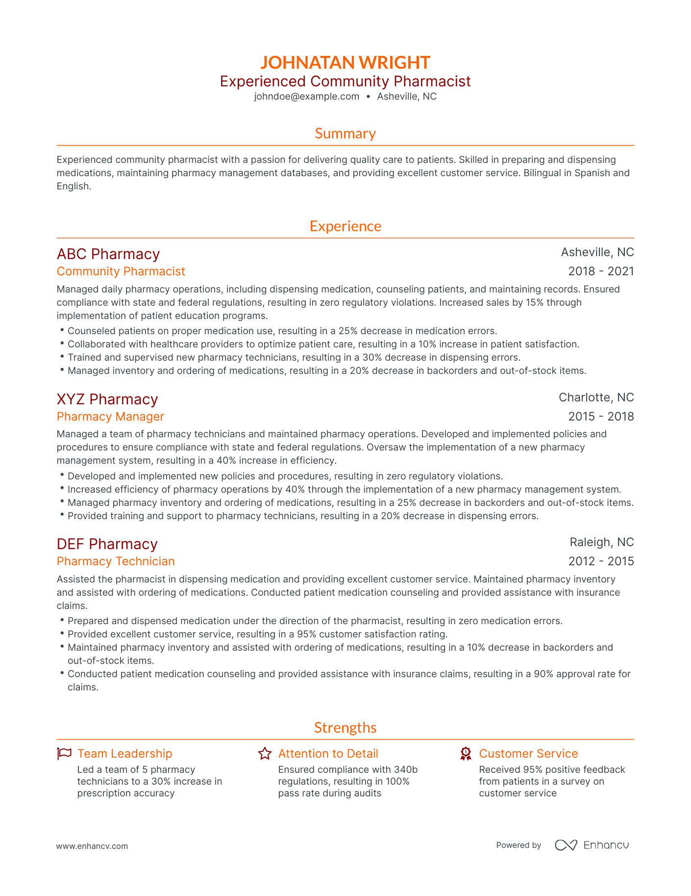 Traditional Community Pharmacist Resume Template