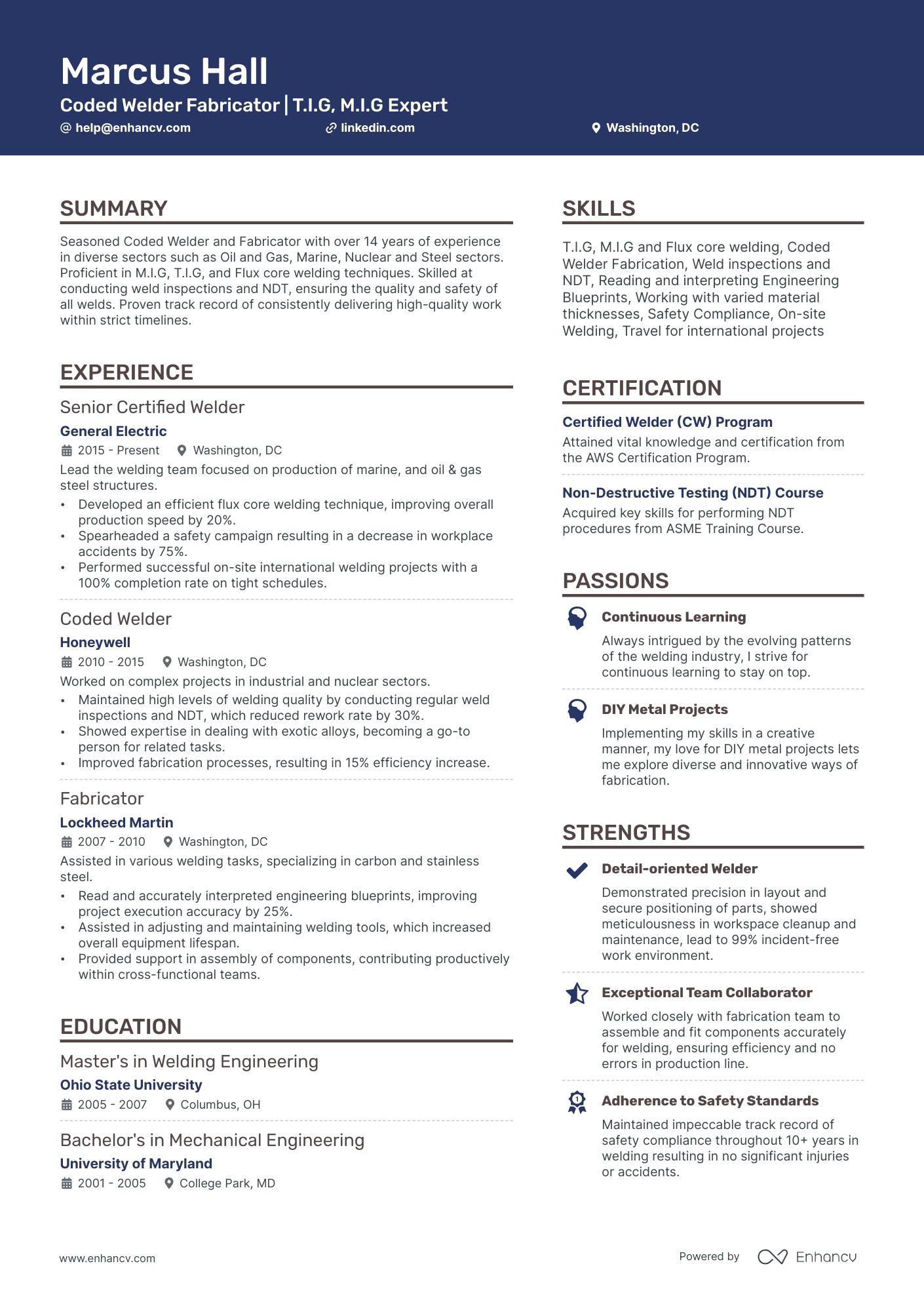 resume objective examples for welders