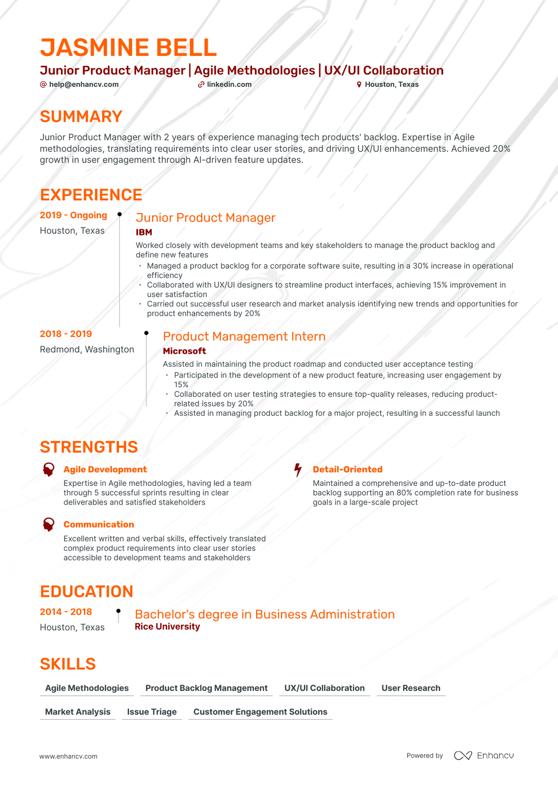 undefined Junior Product Manager Resume Template