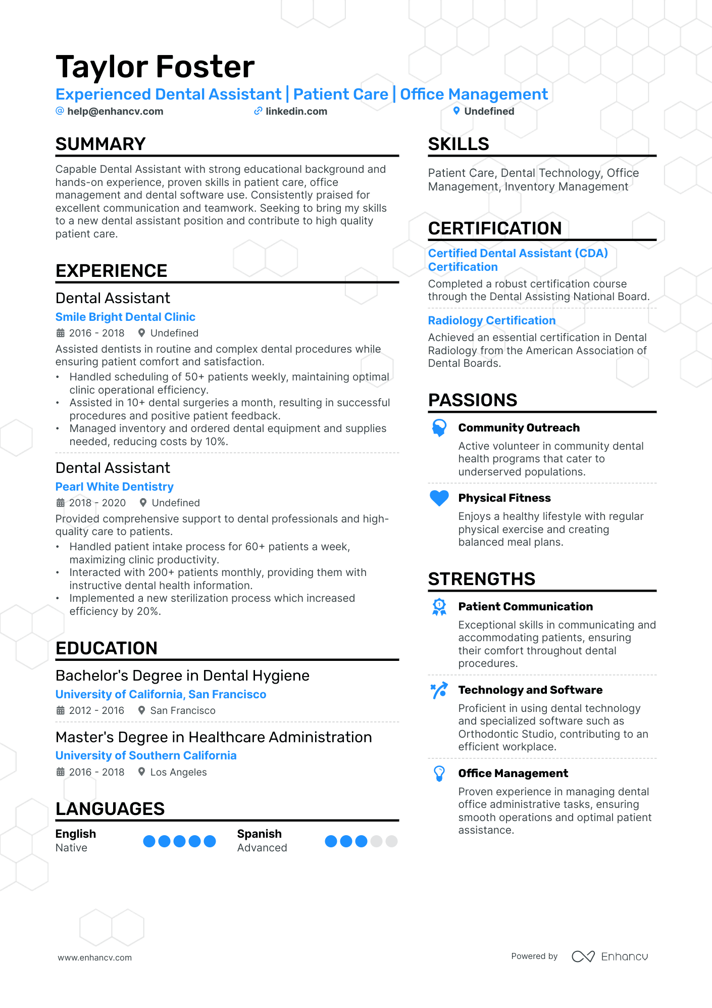 A resume example of a Double Column