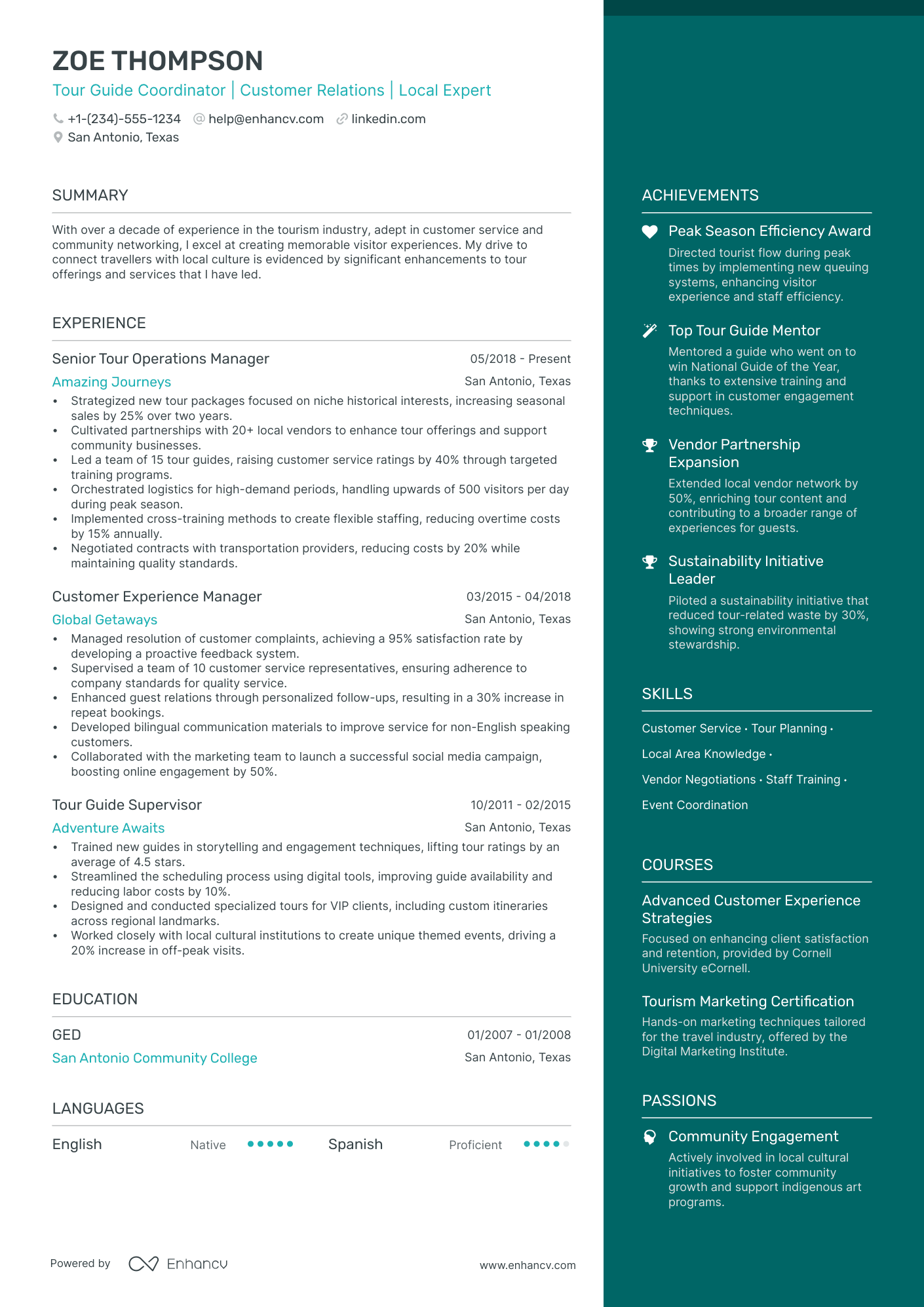 resume objective example tour guide