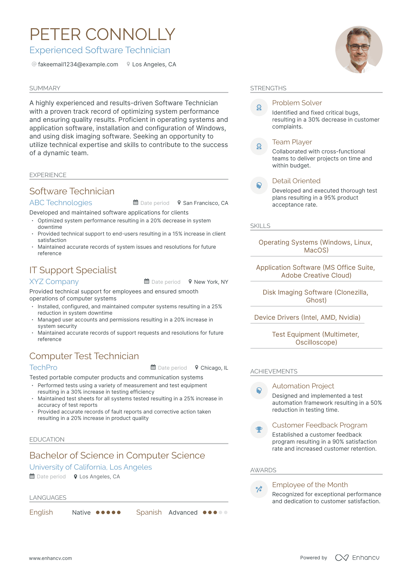 Modern Software Technician Resume Template