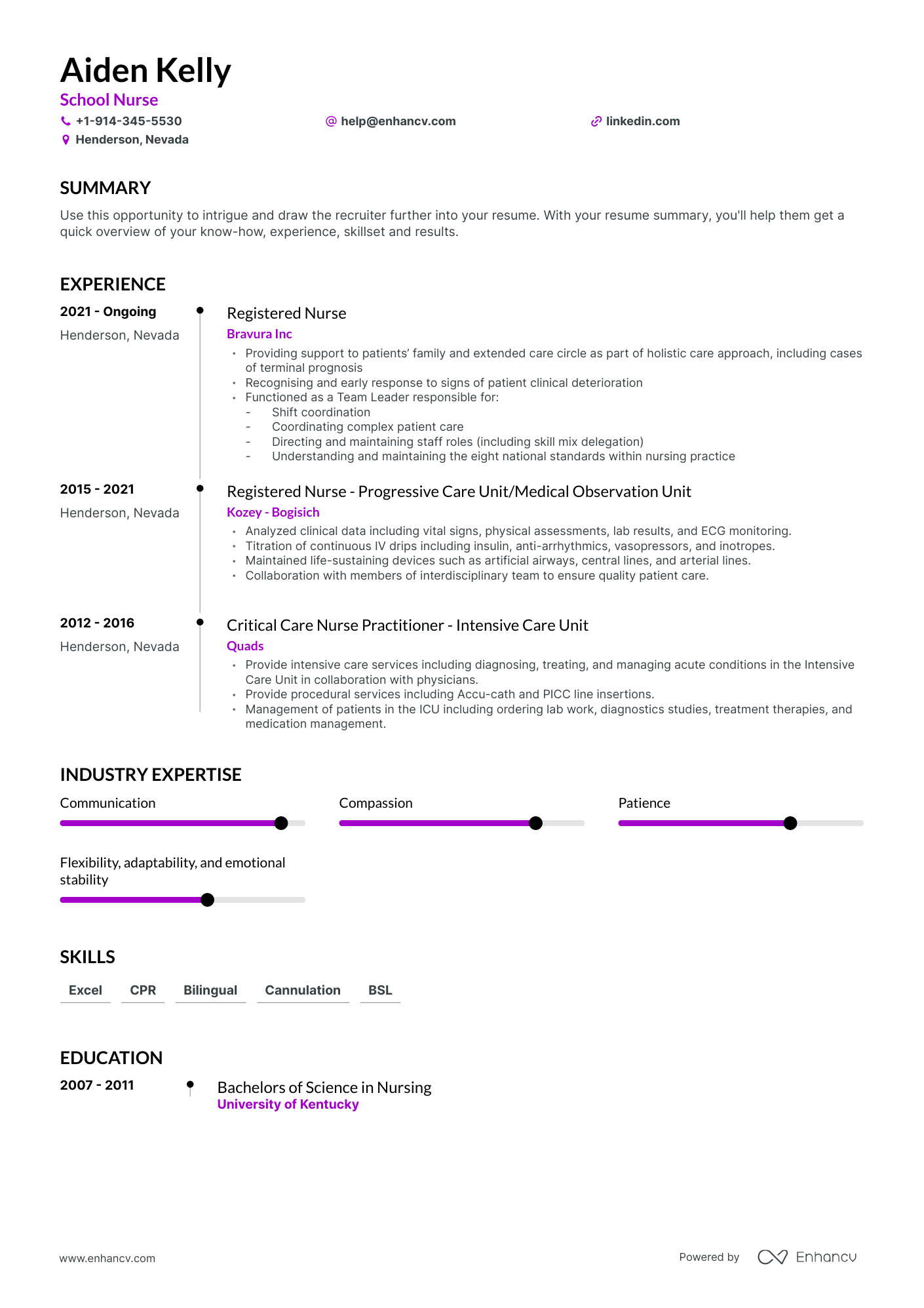 School Nurse Resume Examples & Guide for 2023 (Layout, Skills, Keywords ...