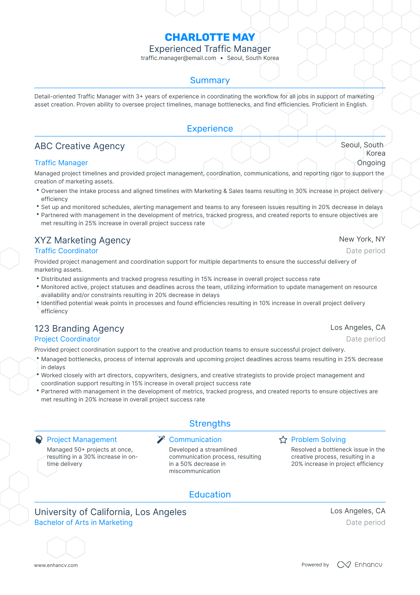Traditional Traffic Manager Resume Template