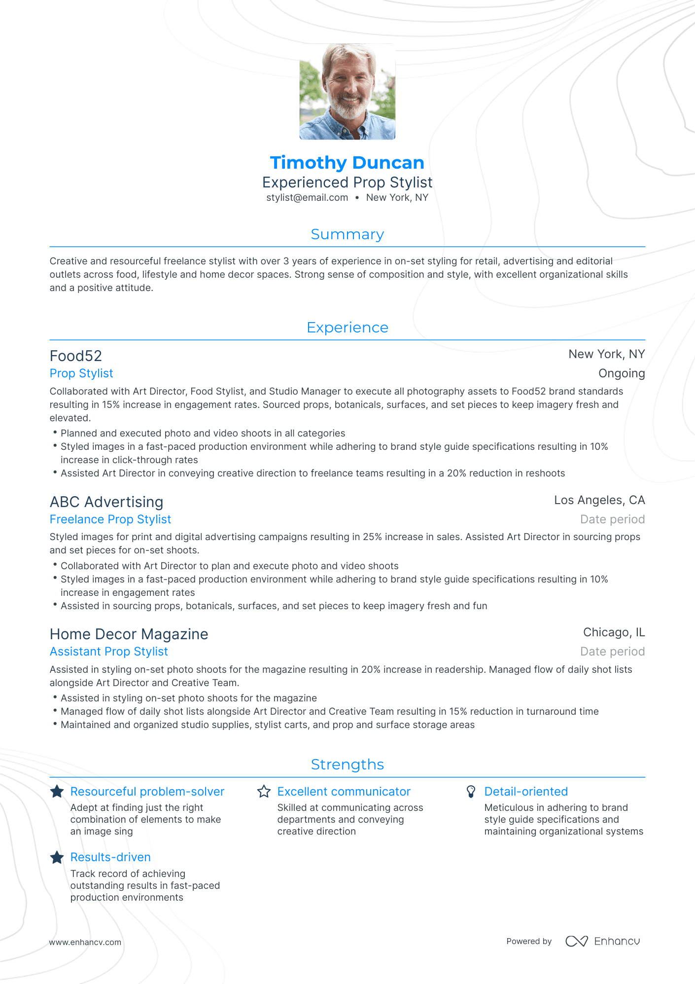 Traditional Freelance Stylist Resume Template