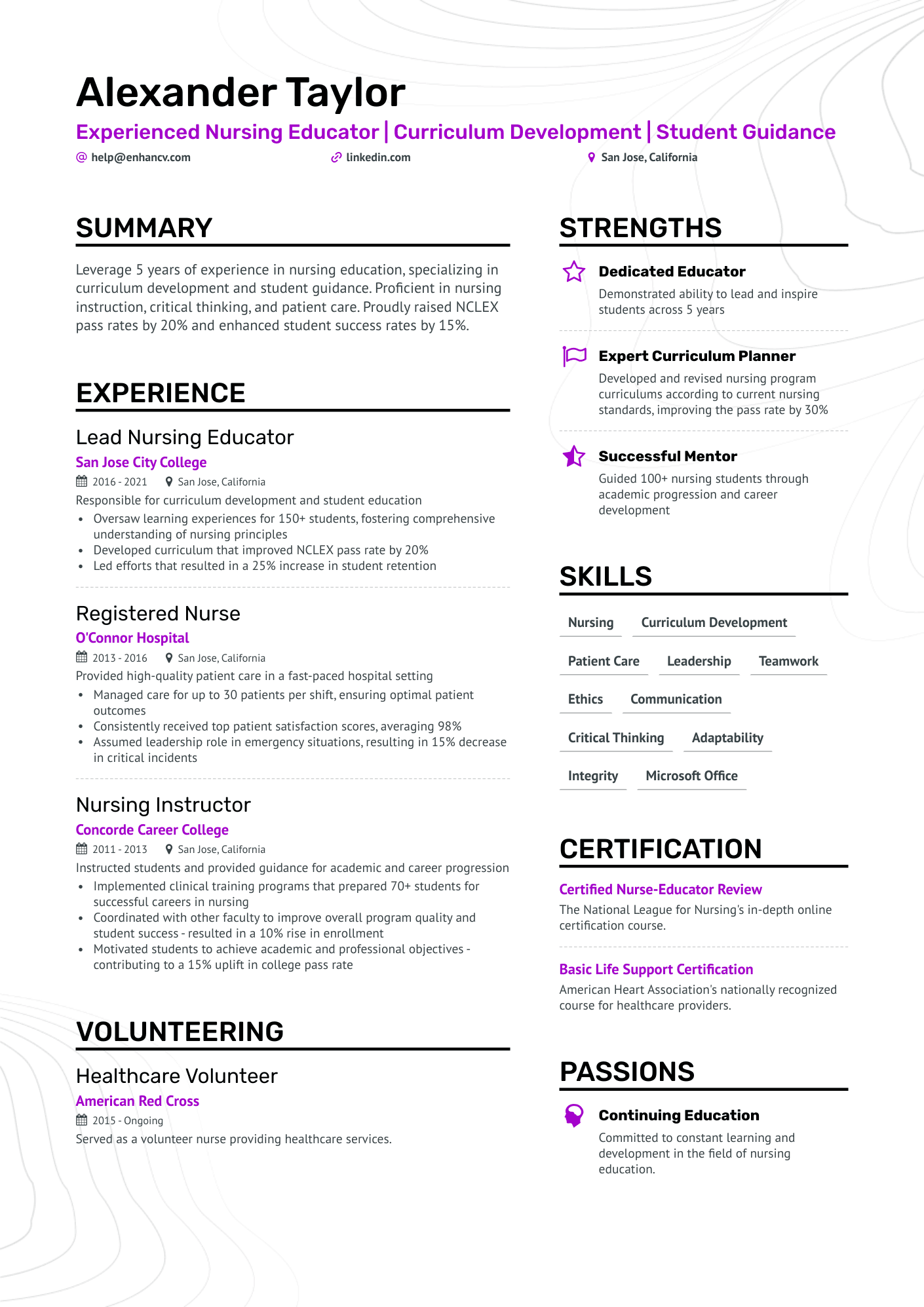 resume sample for nursing student