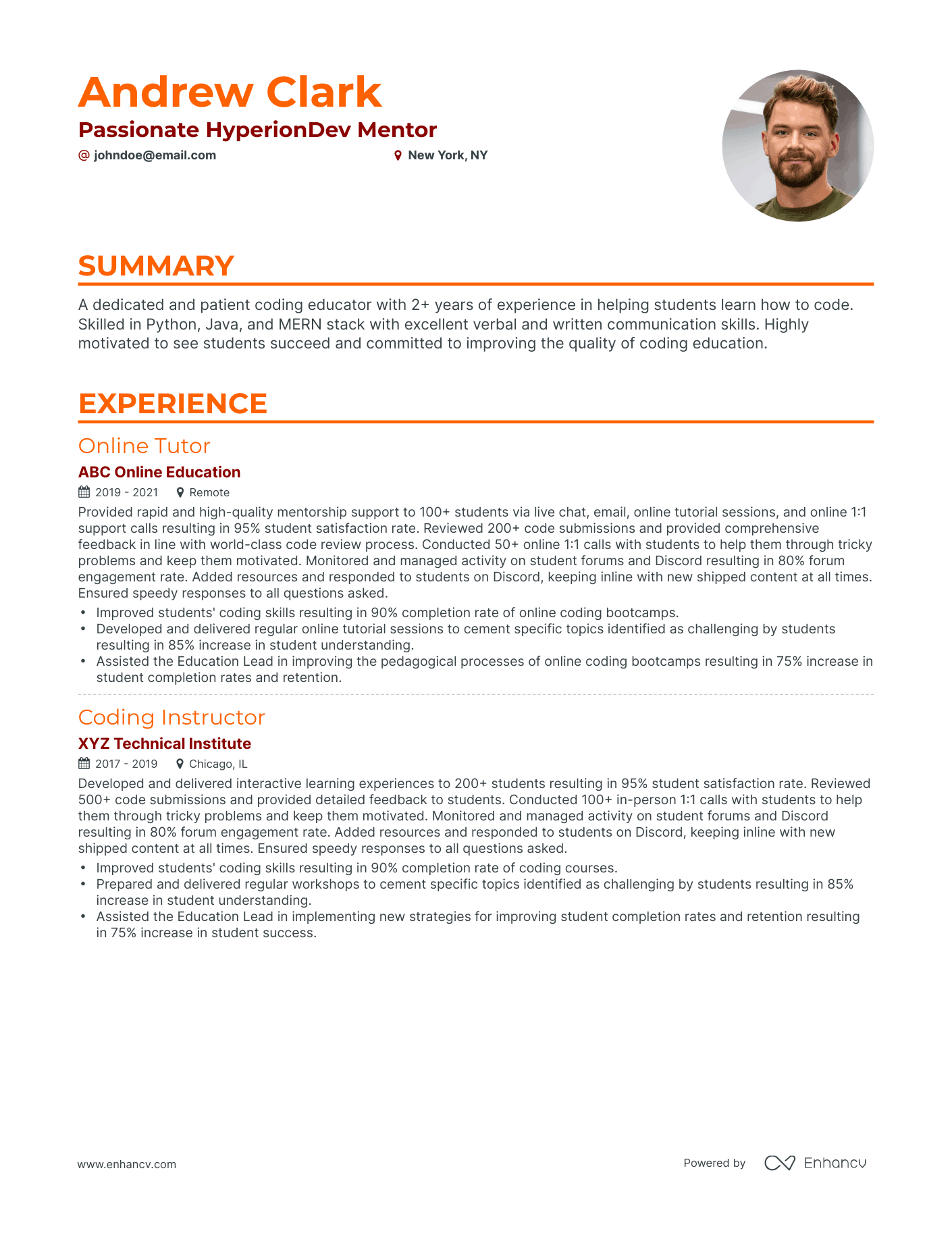 Classic Mentor Resume Template