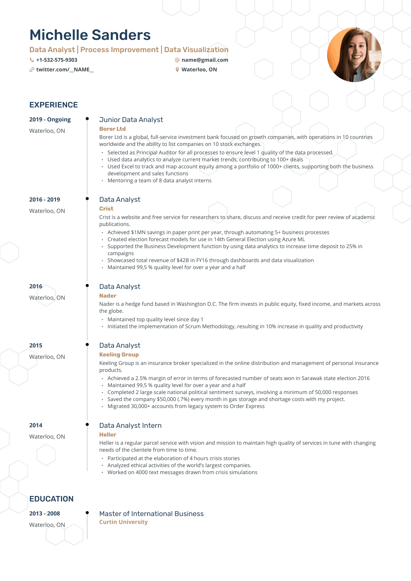 Timeline Security Analyst Resume Template