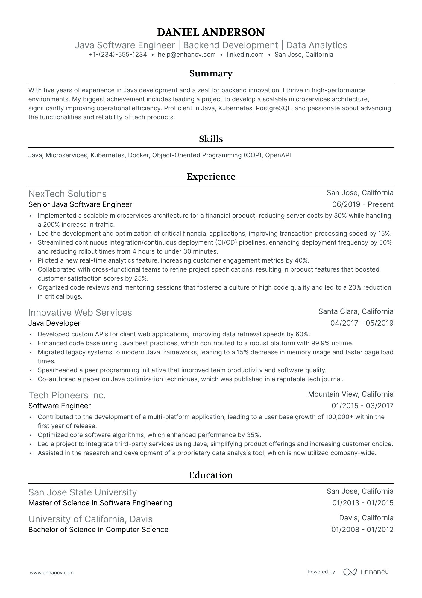 A resume example of a Ivy League