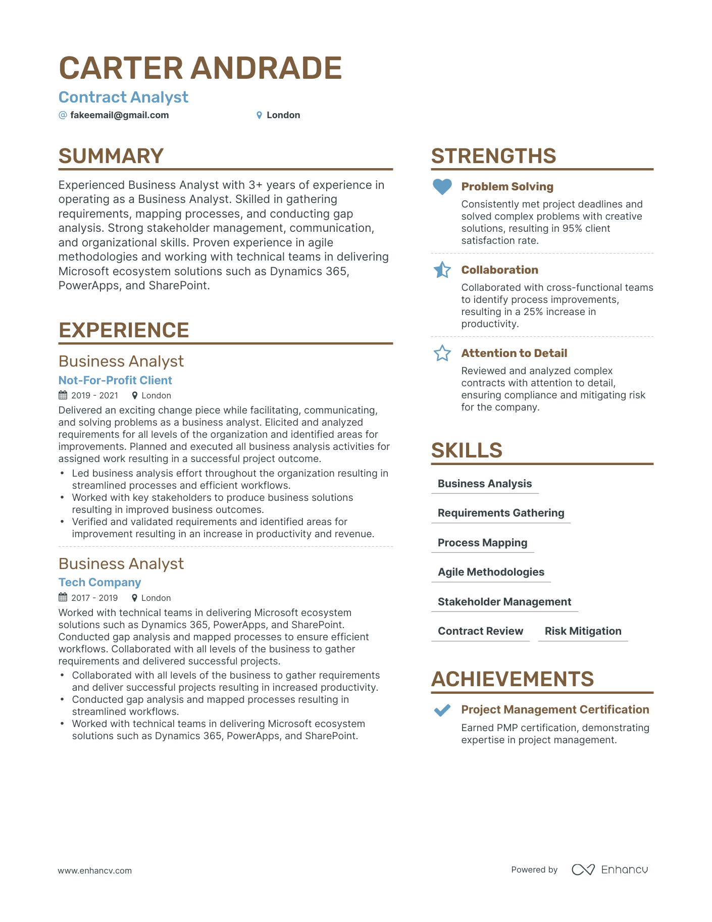 Simple Contract Analyst Resume Template