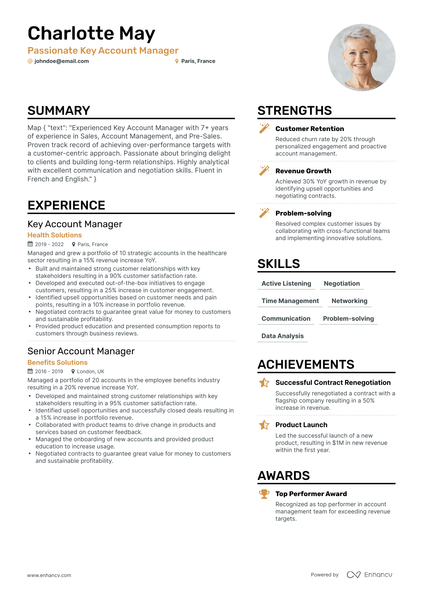 Simple Key Account Manager Resume Template