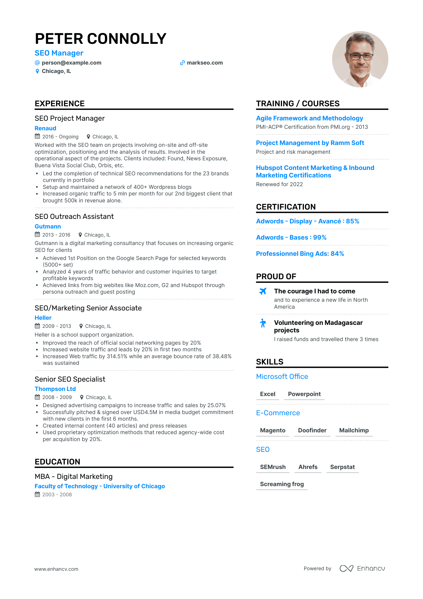 Simple SEO Manager Resume Template