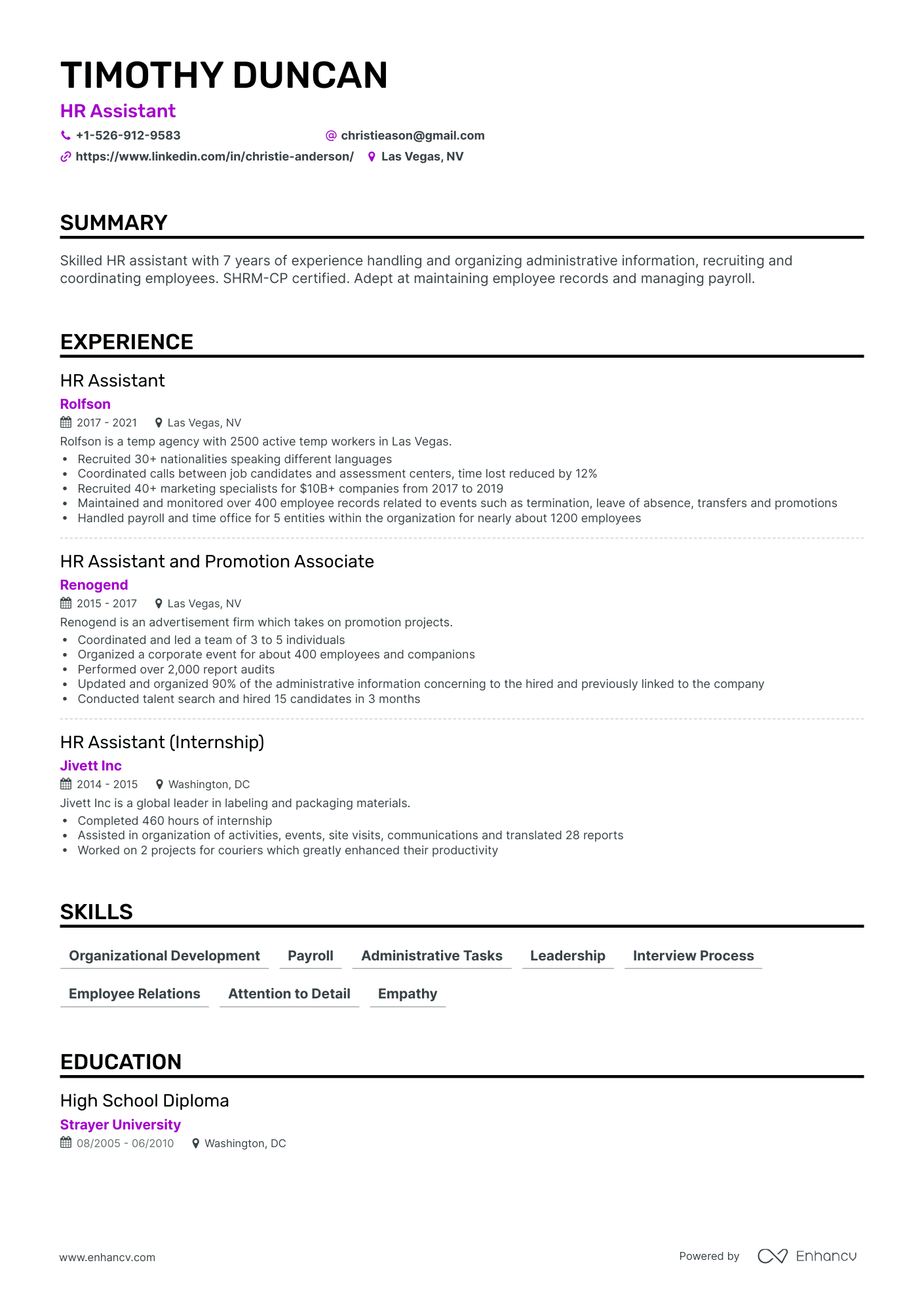 Classic HR Assistant Resume Template