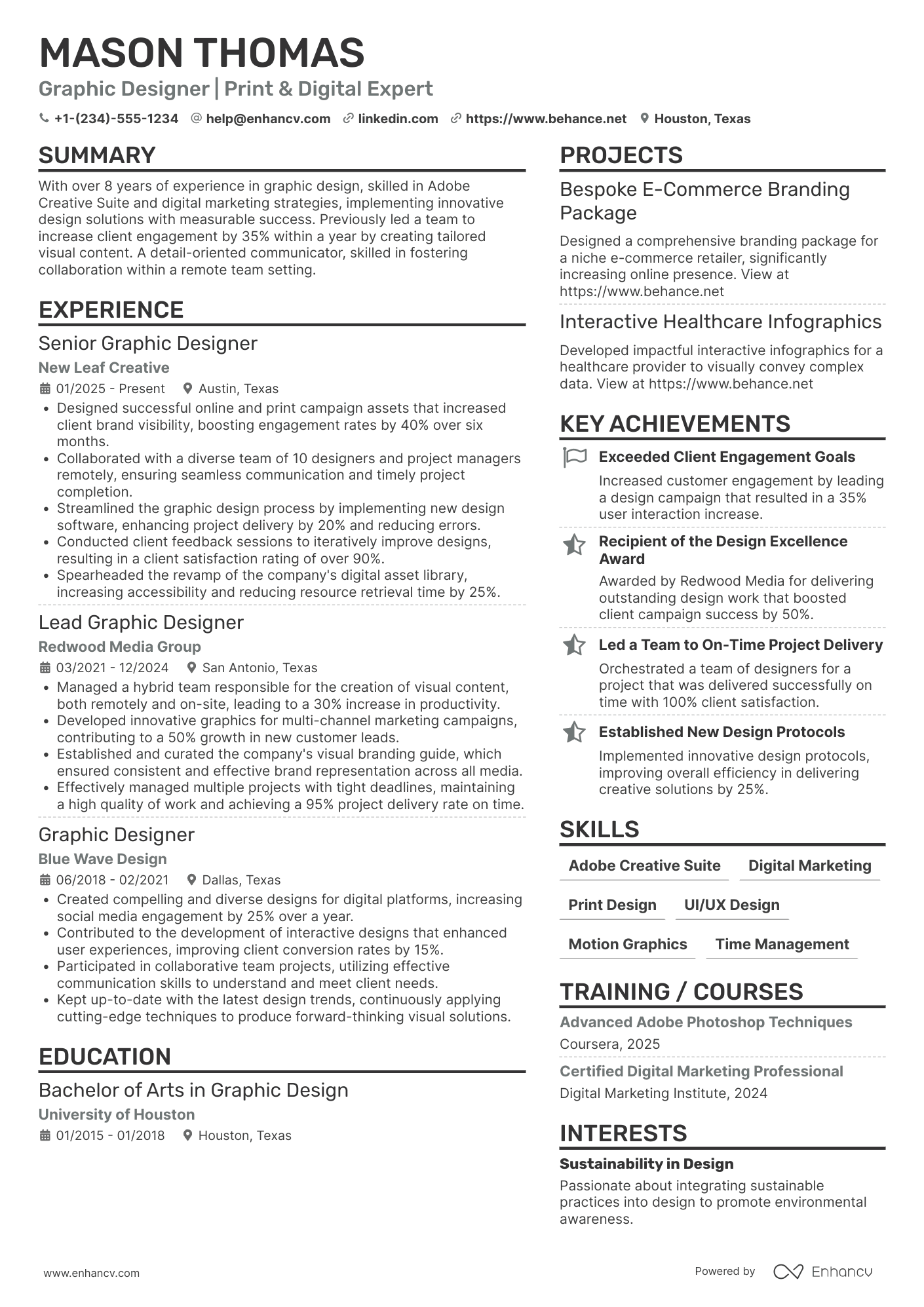 A resume example of a Stay at Home Mom Graphic Designer