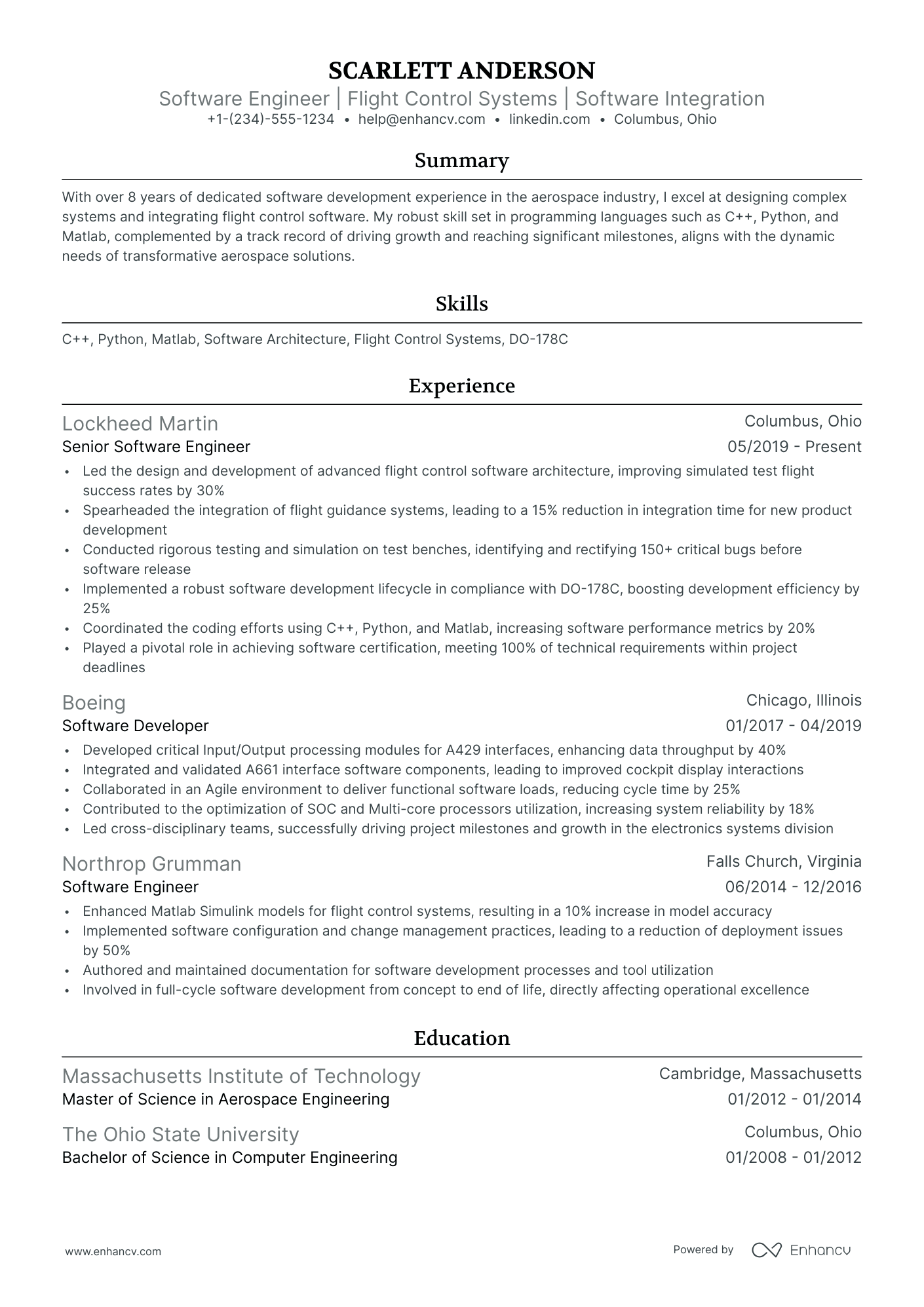 A resume example of a Ivy League