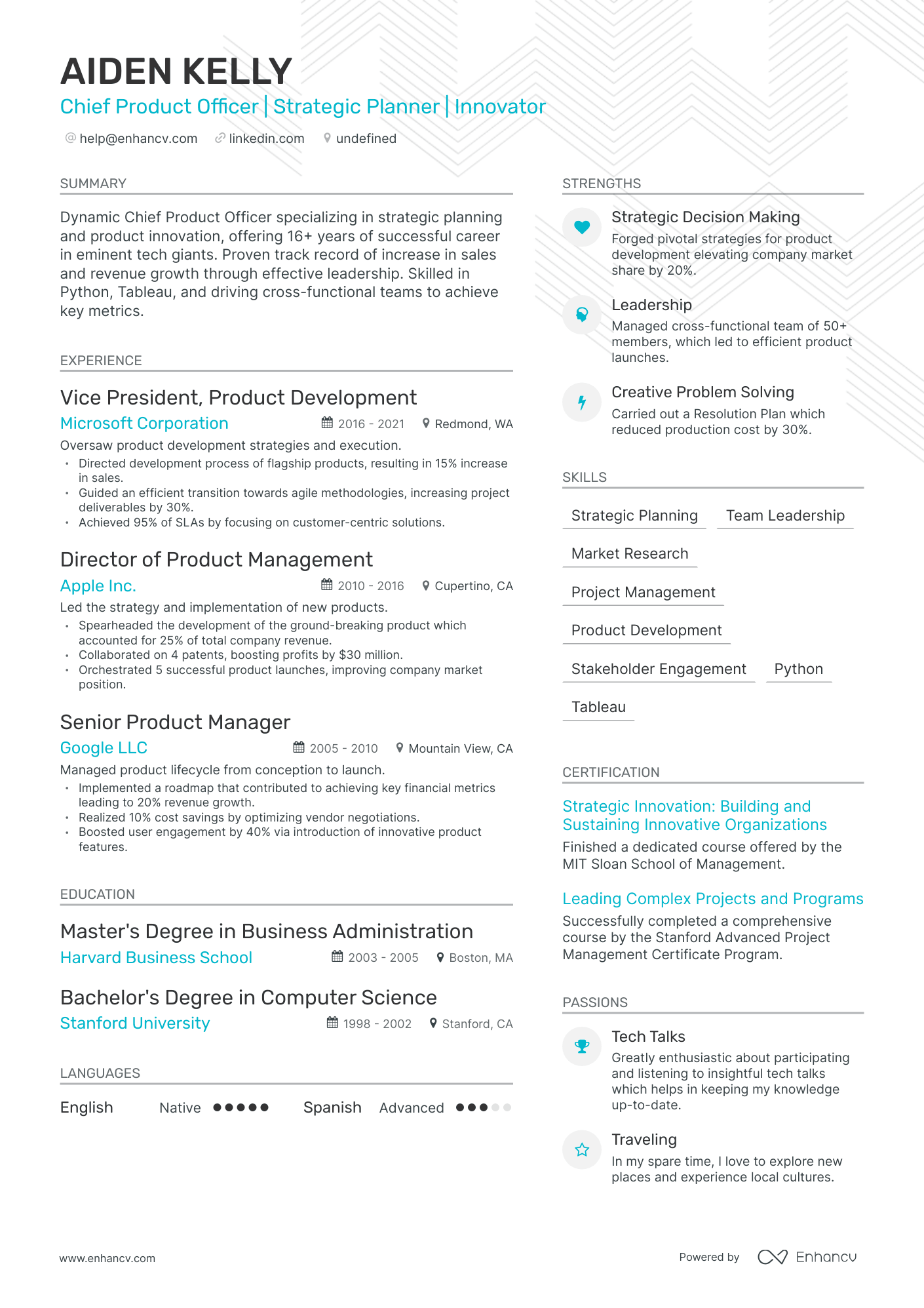 undefined Chief Product Officer Resume Template