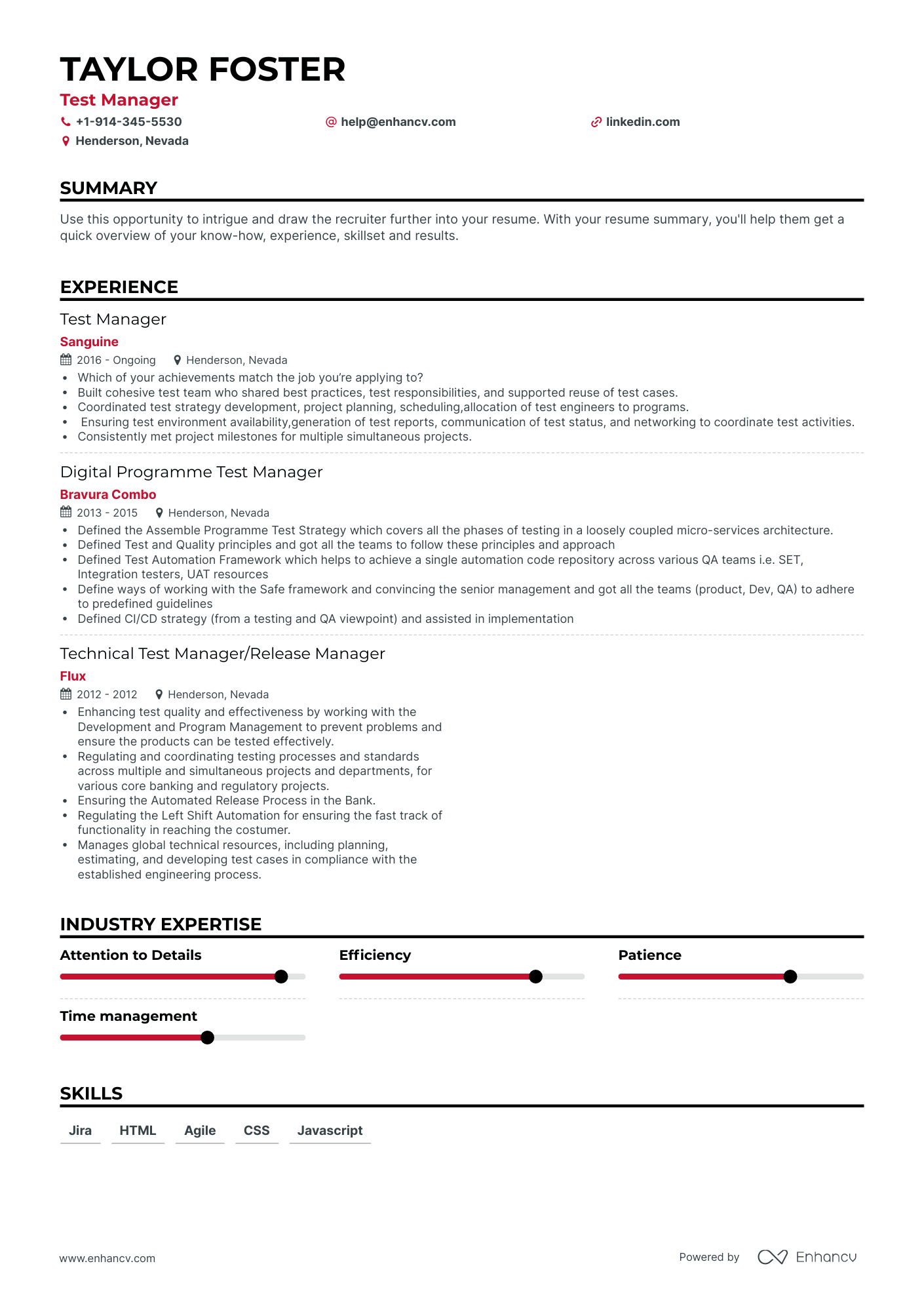 Test Manager Resume Examples & Guide for 2023 (Layout, Skills, Keywords ...