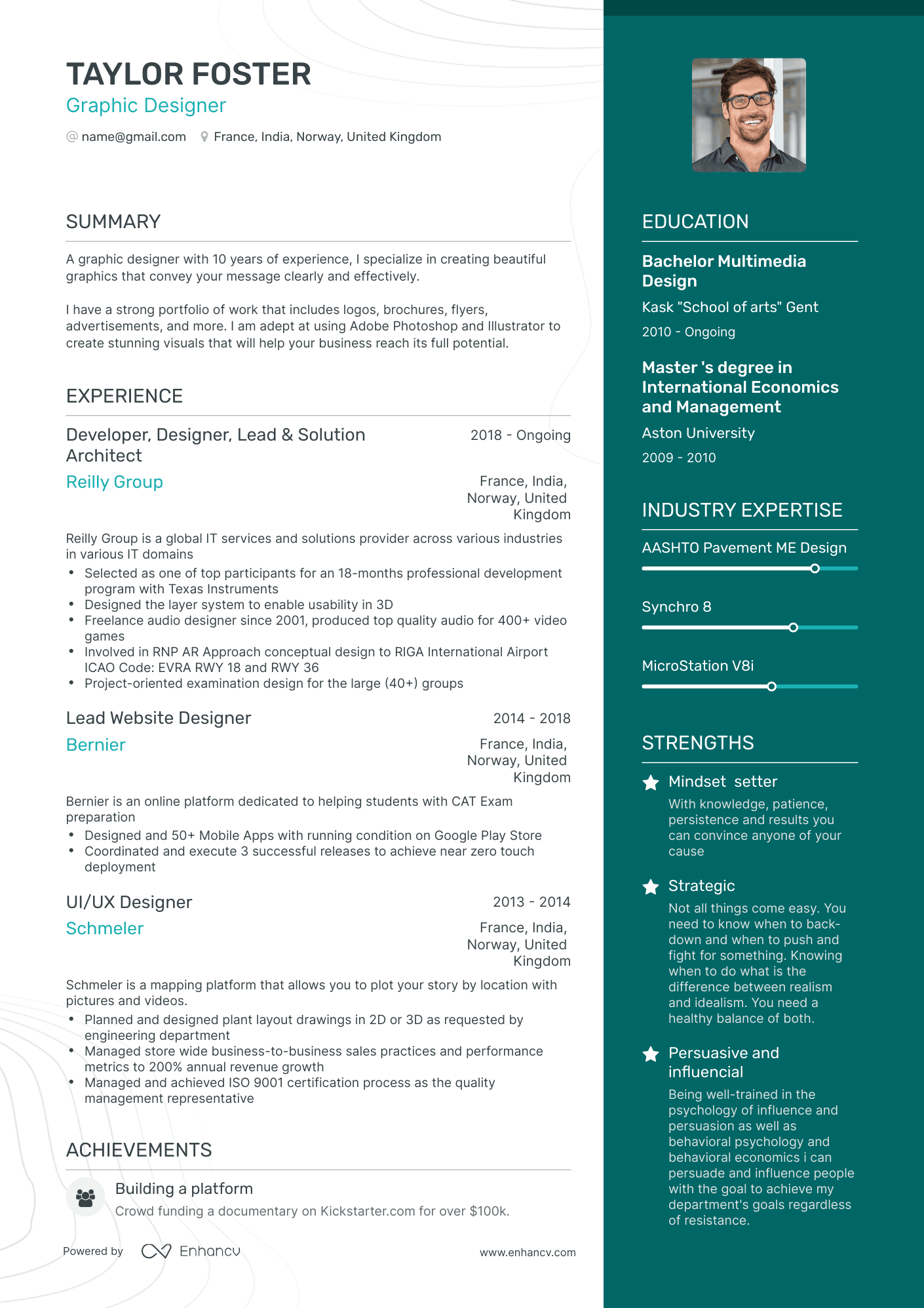 One Page Designer Resume Template