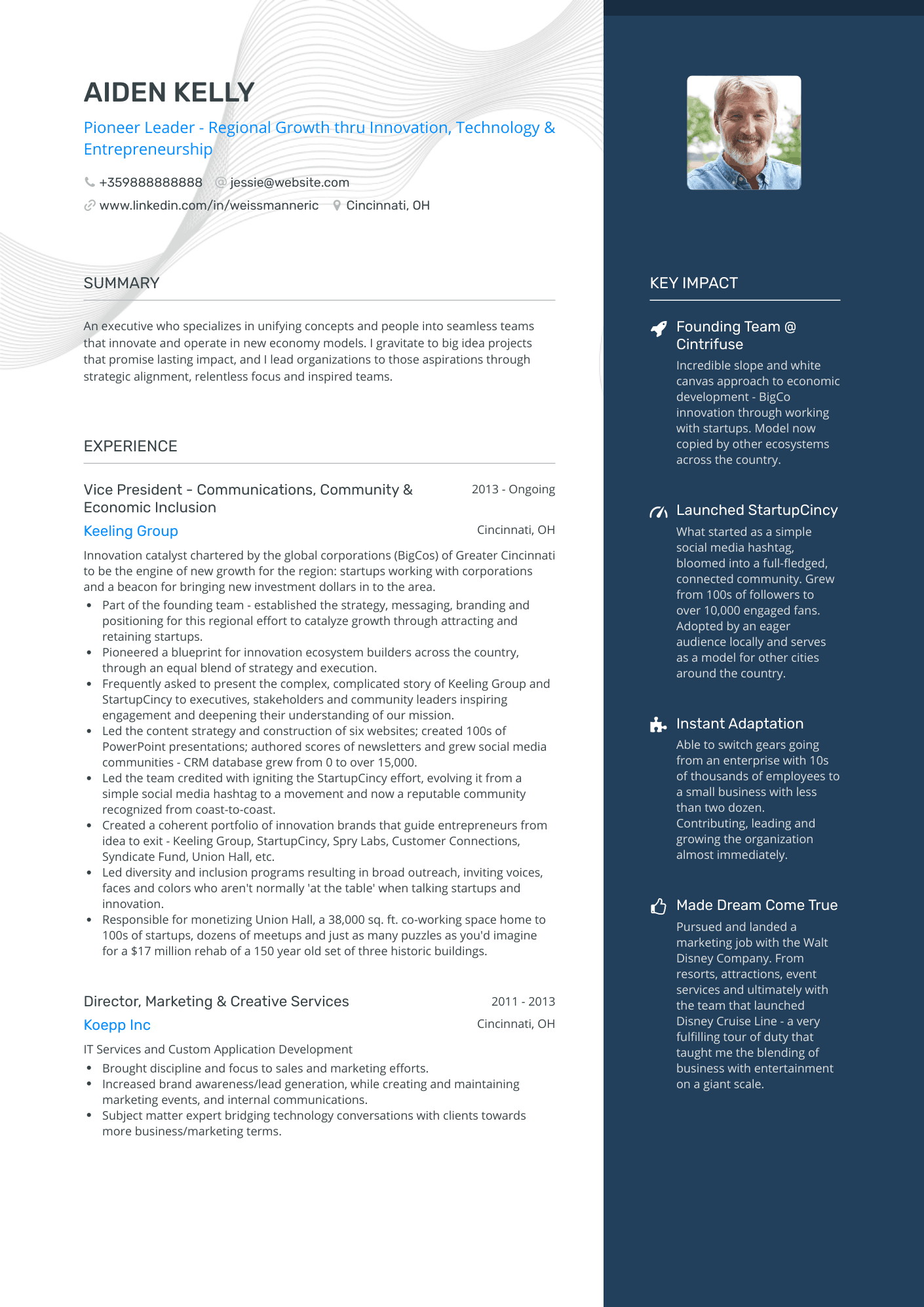One Page Marketing Resume Template