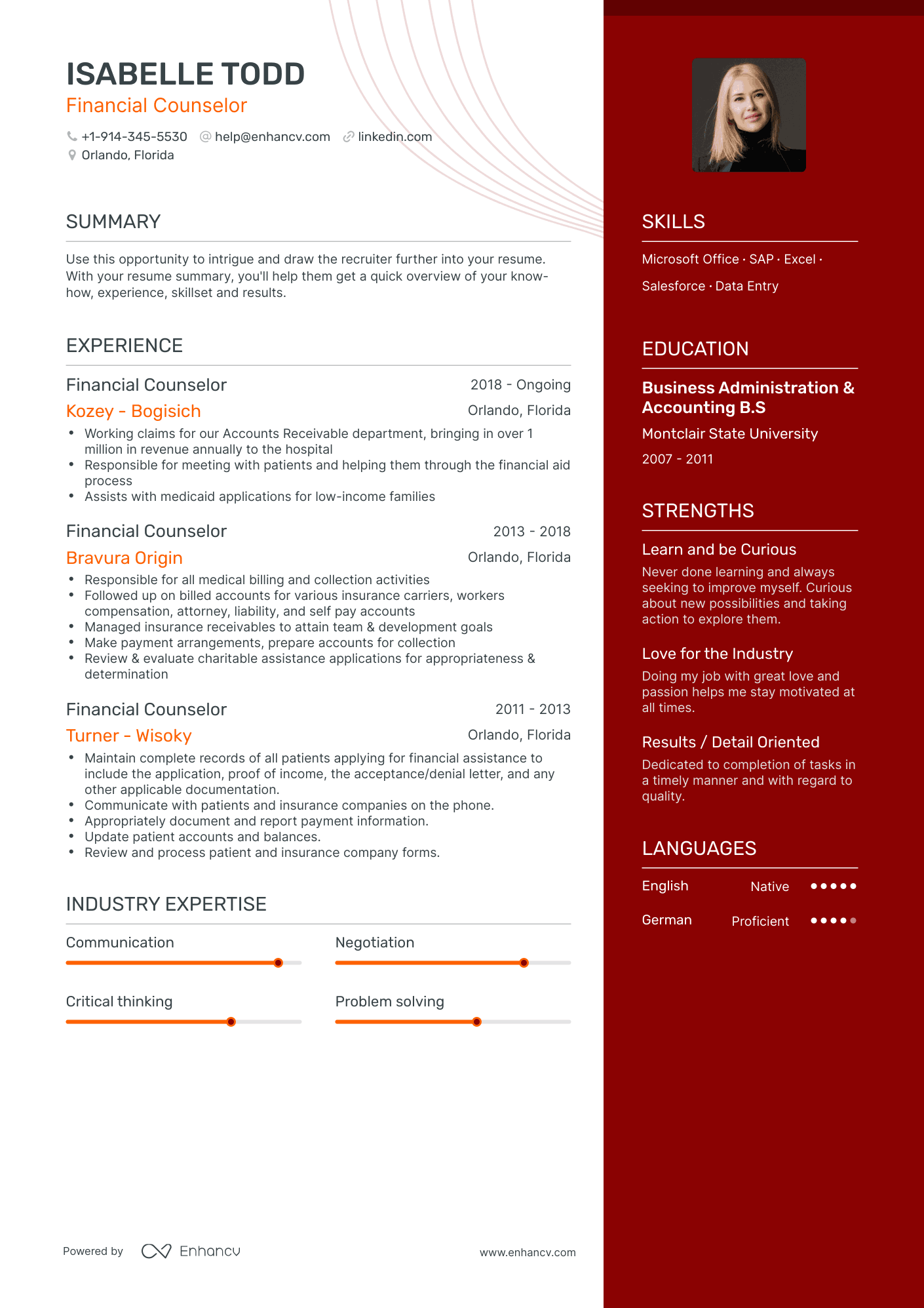 Financial Counselor Resume Examples & Guide For 2023 (layout, Skills 