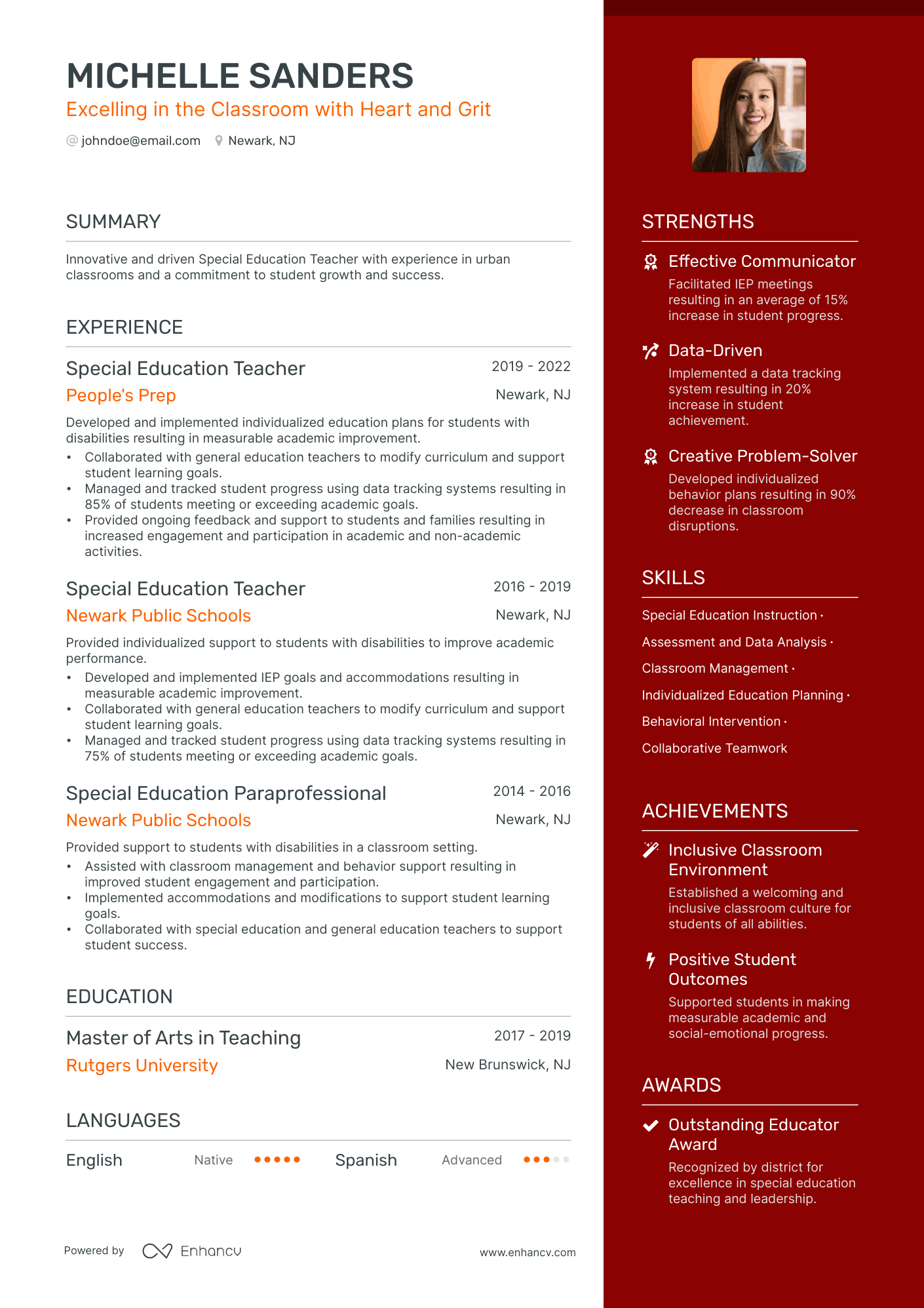 example of special education teacher resume