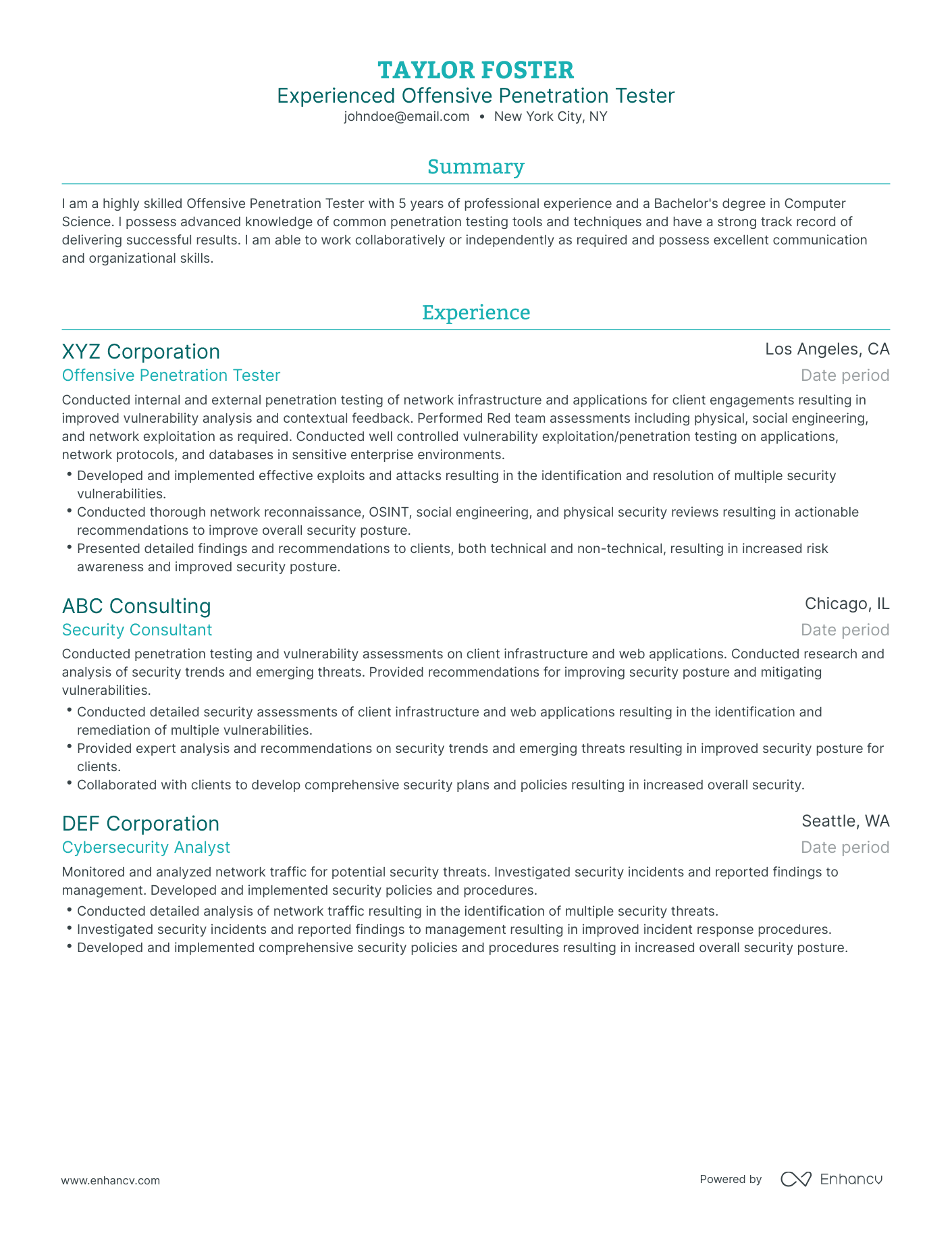 Traditional Voice Actor Resume Template