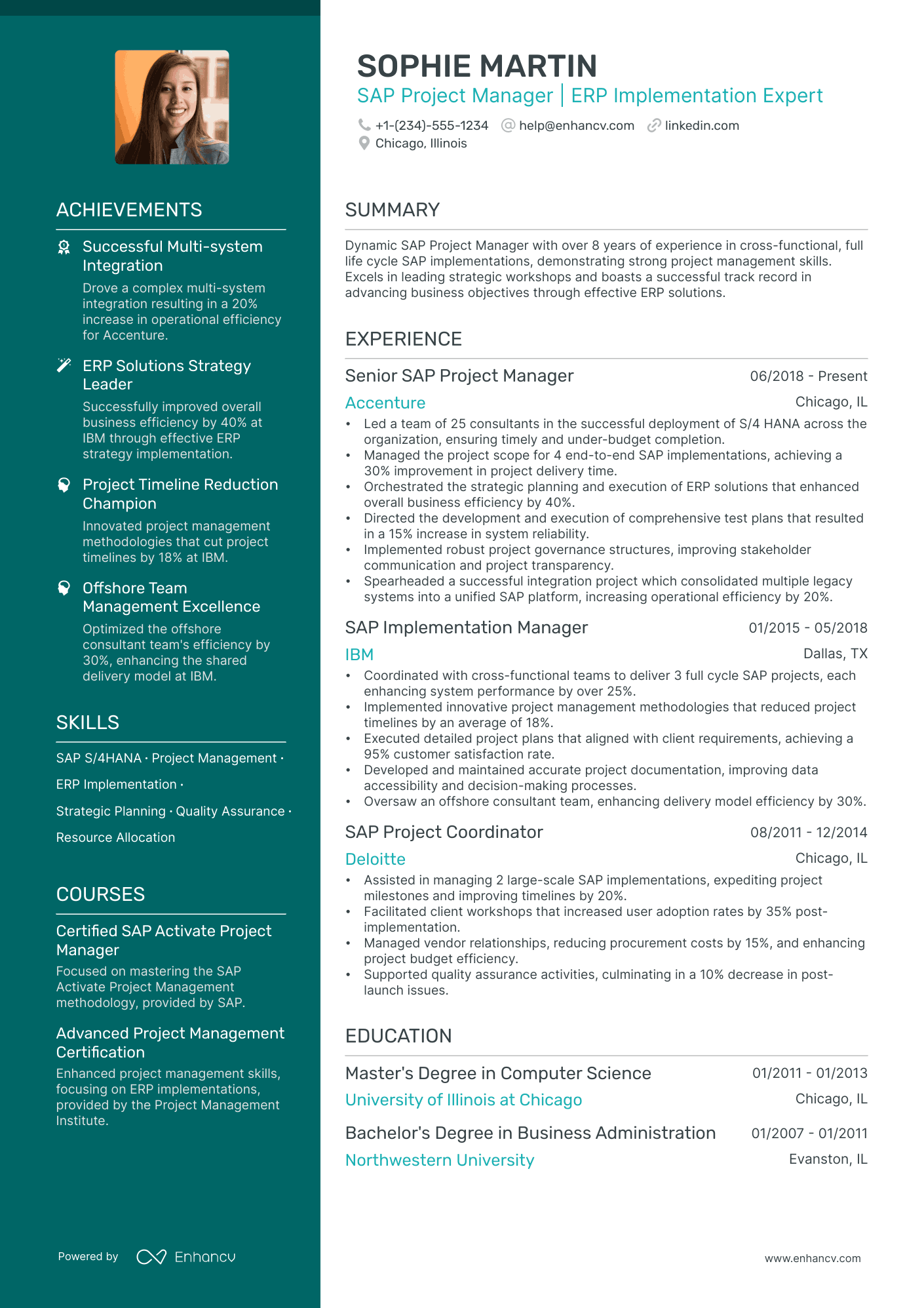 sap project manager resume sample