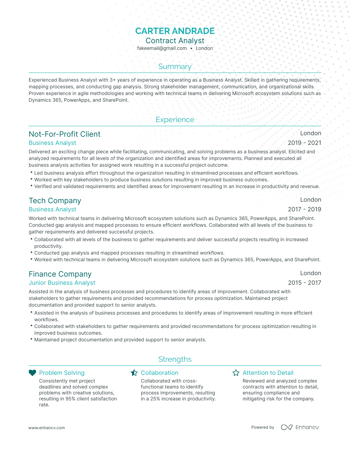 Traditional Contract Analyst Resume Template